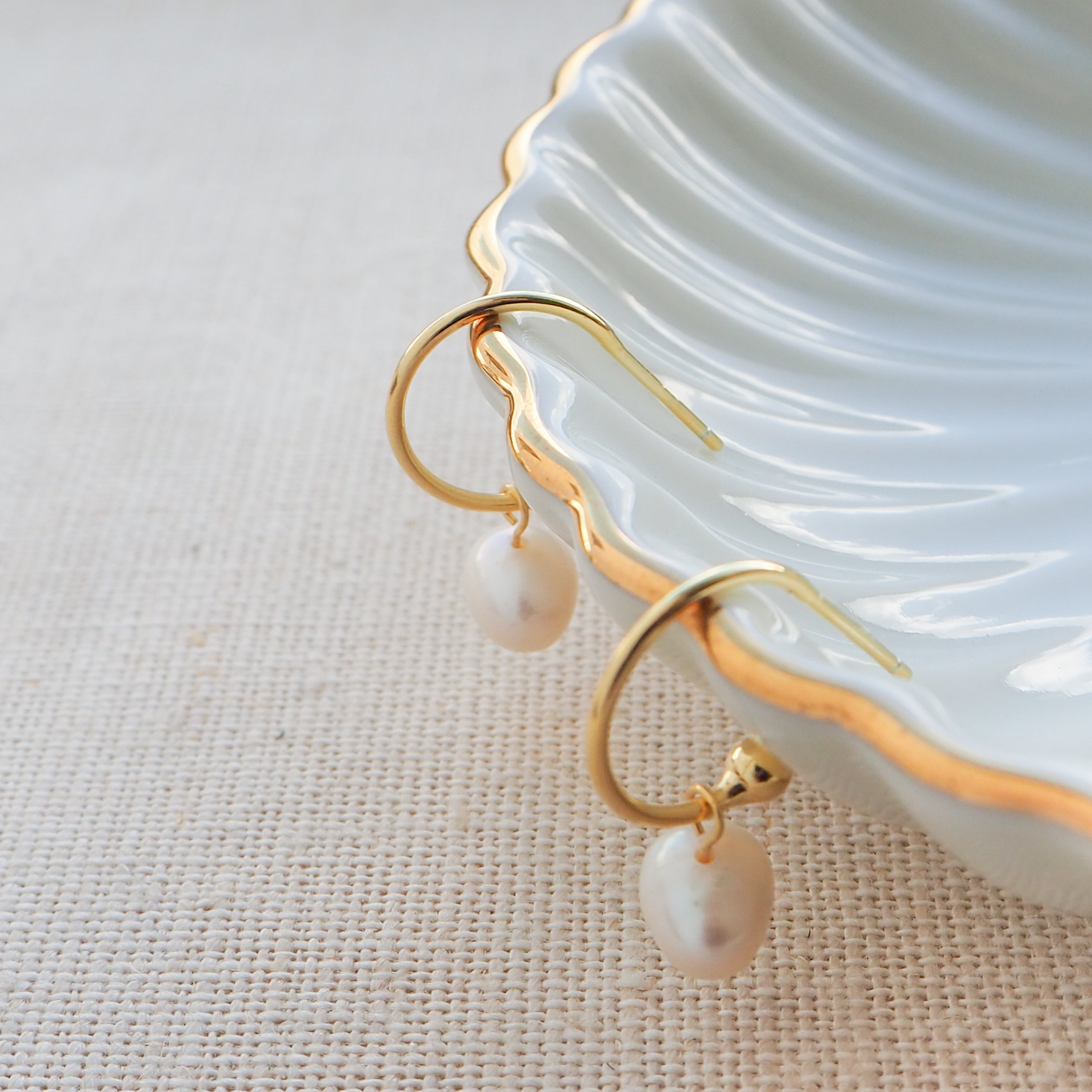 Ready To Post Gold Pearl Stud Hoops
