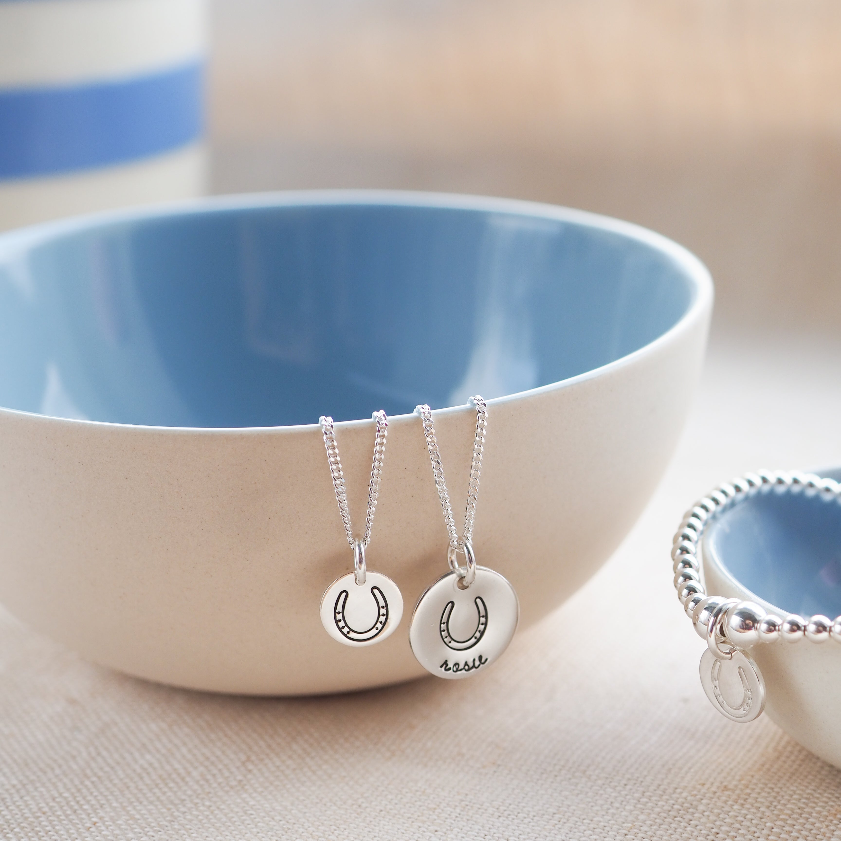 Silver Horseshoe Disc Necklace