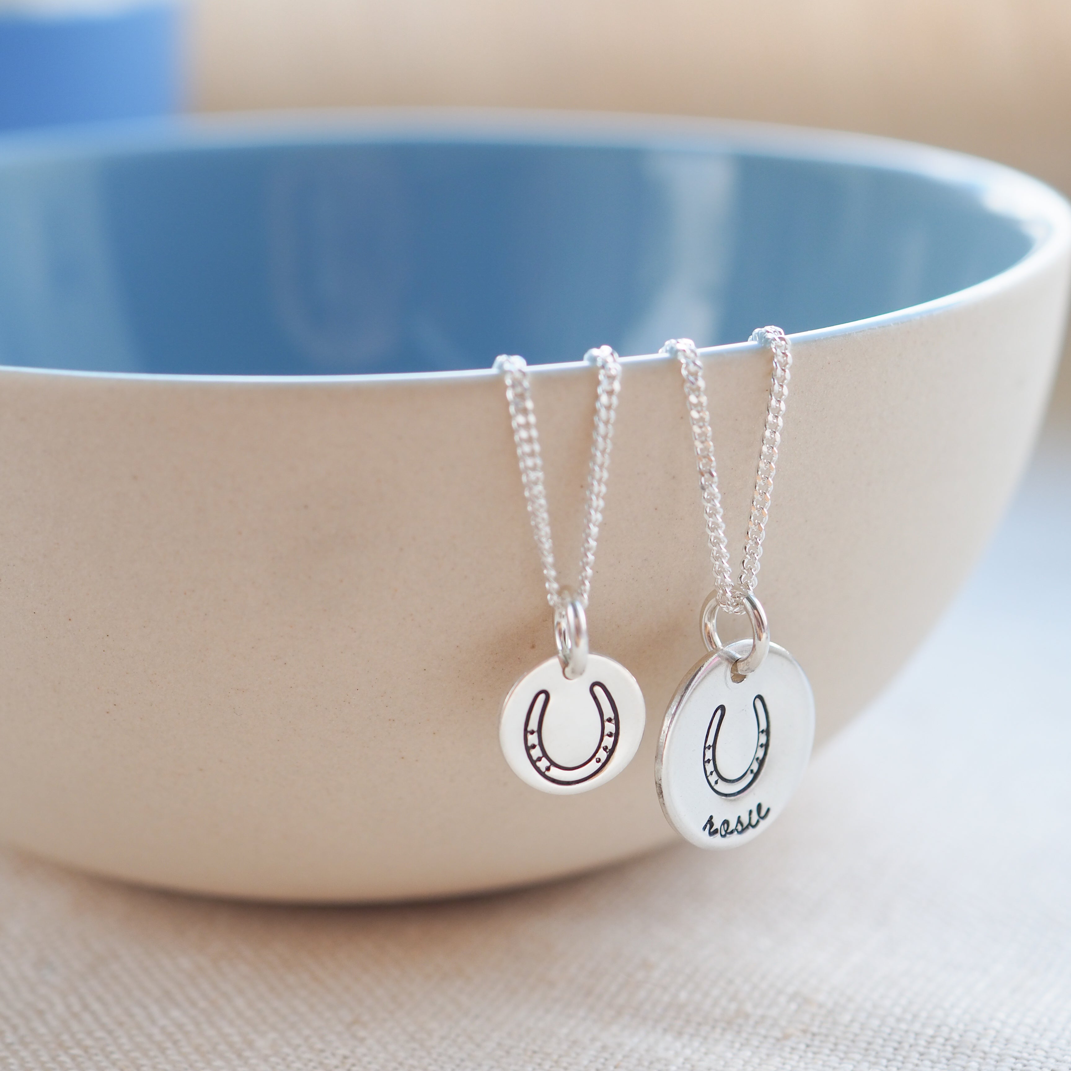 Silver Horseshoe Disc Necklace