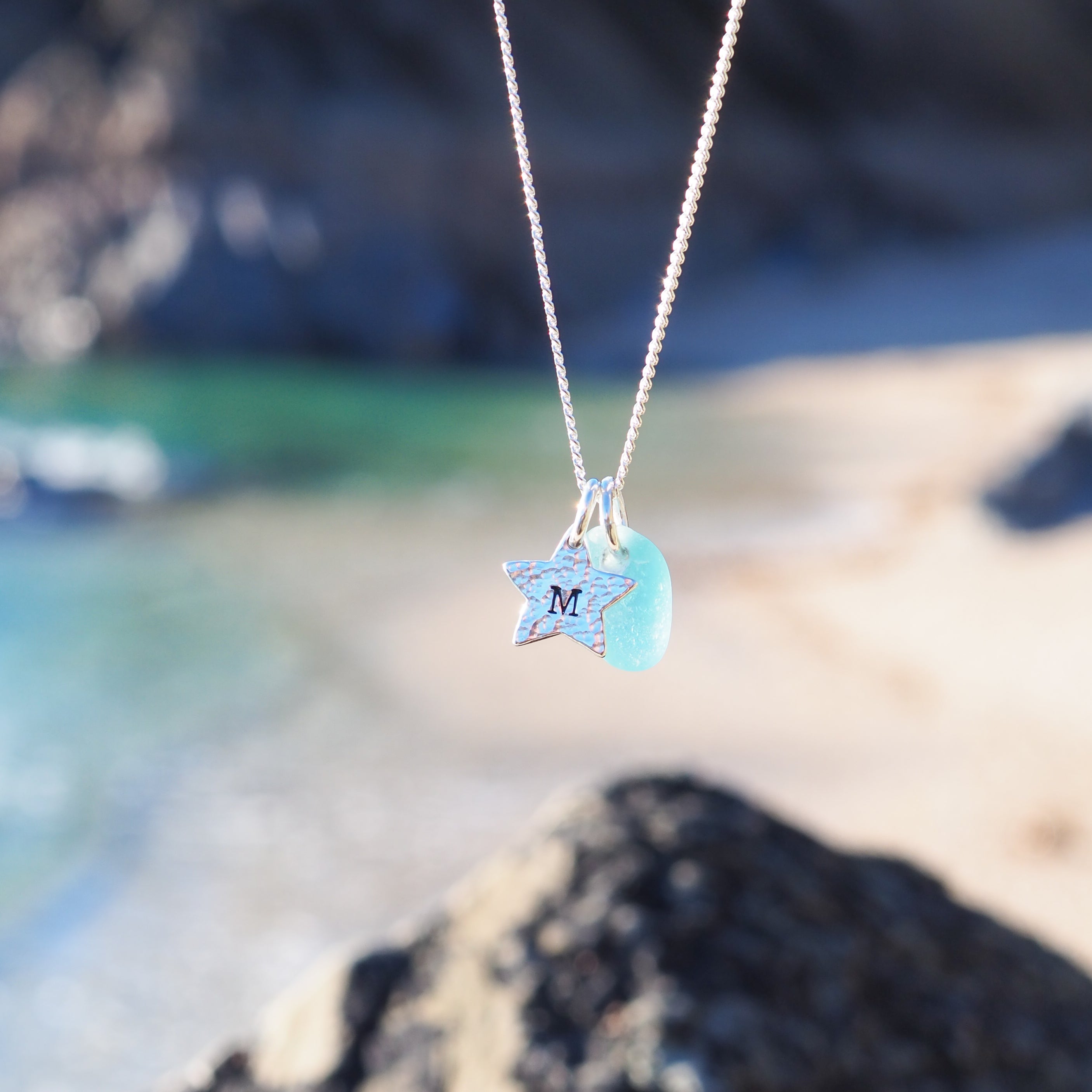 Personalised Star And Sea Glass Necklace