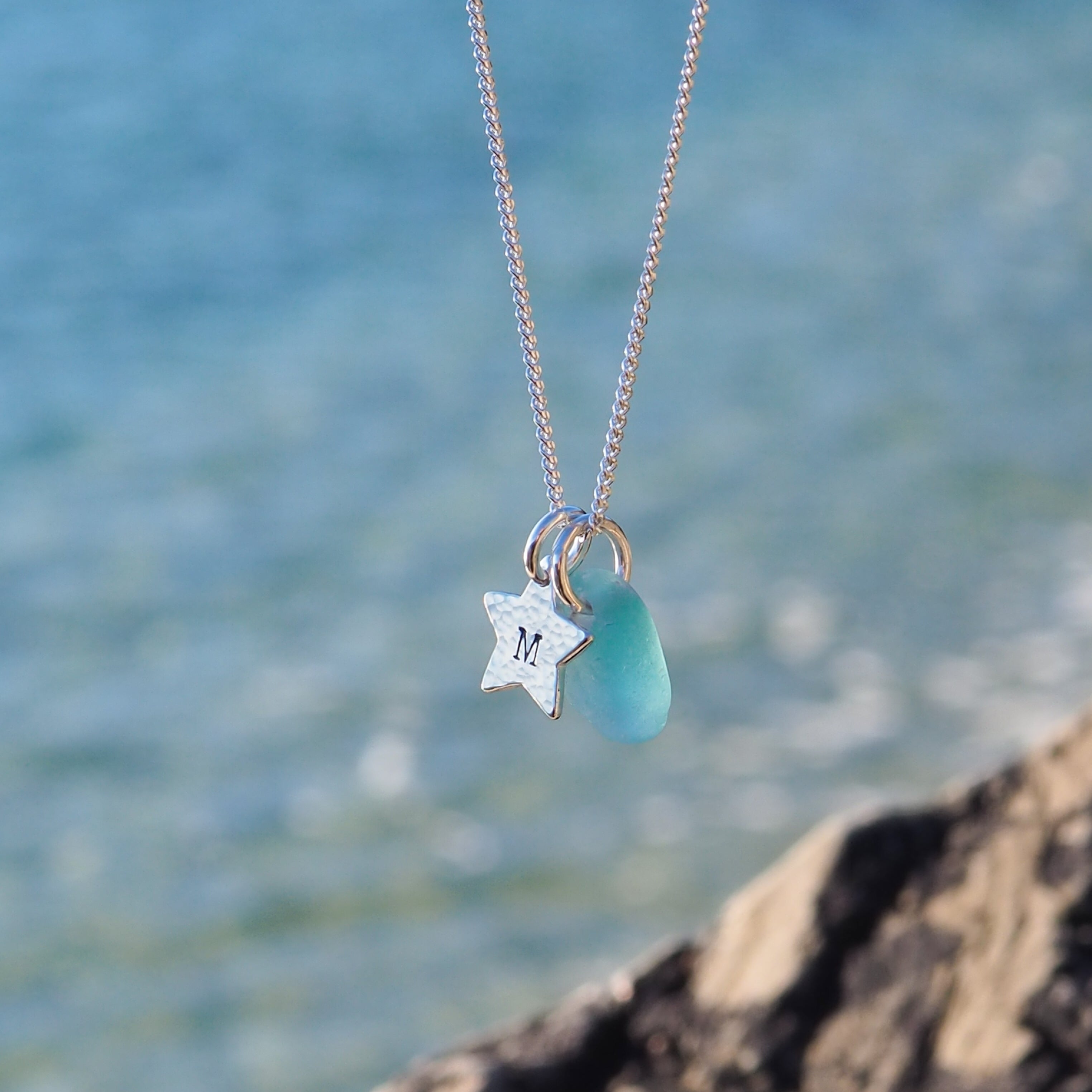 Personalised Star And Sea Glass Necklace