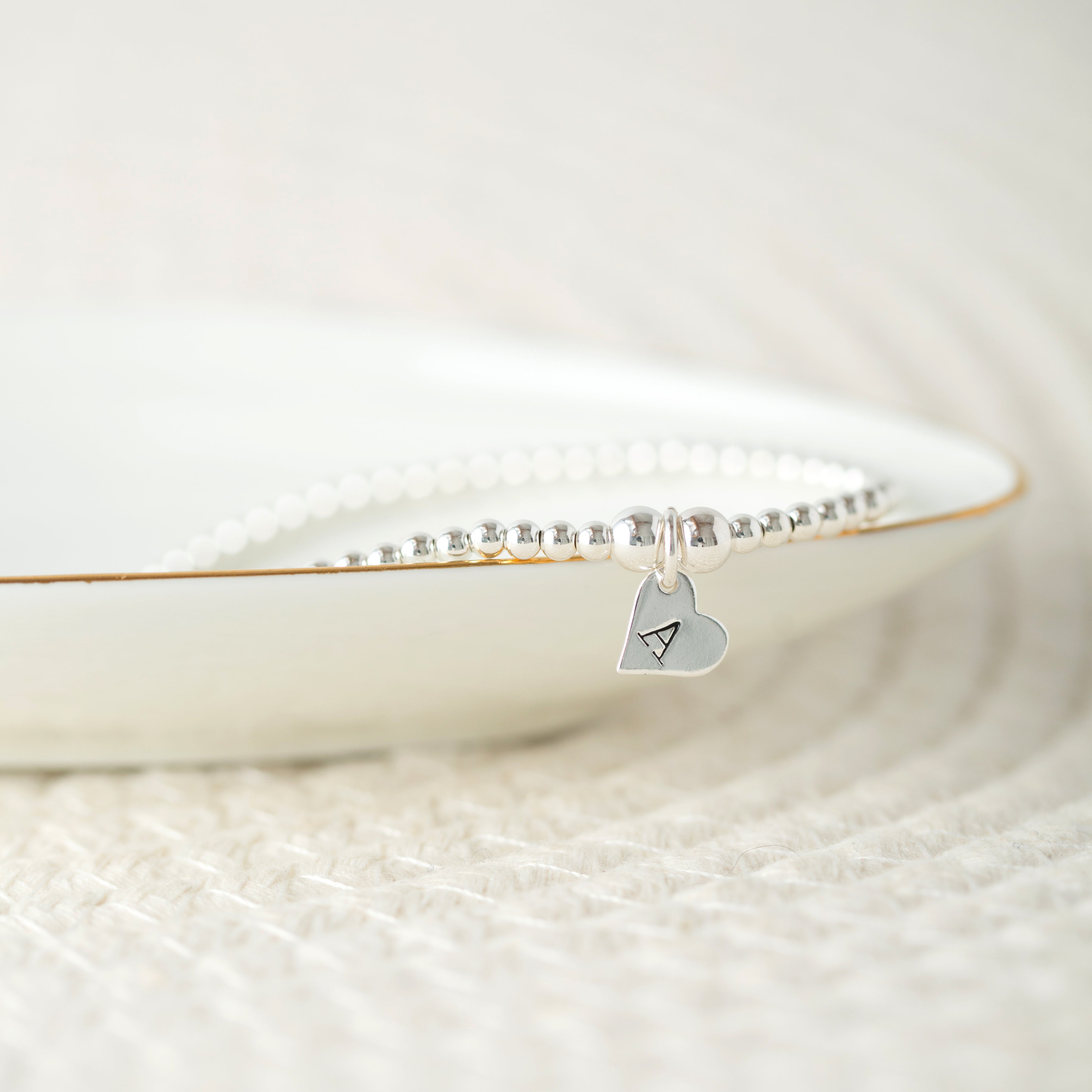 Personalised heart beaded bracelet