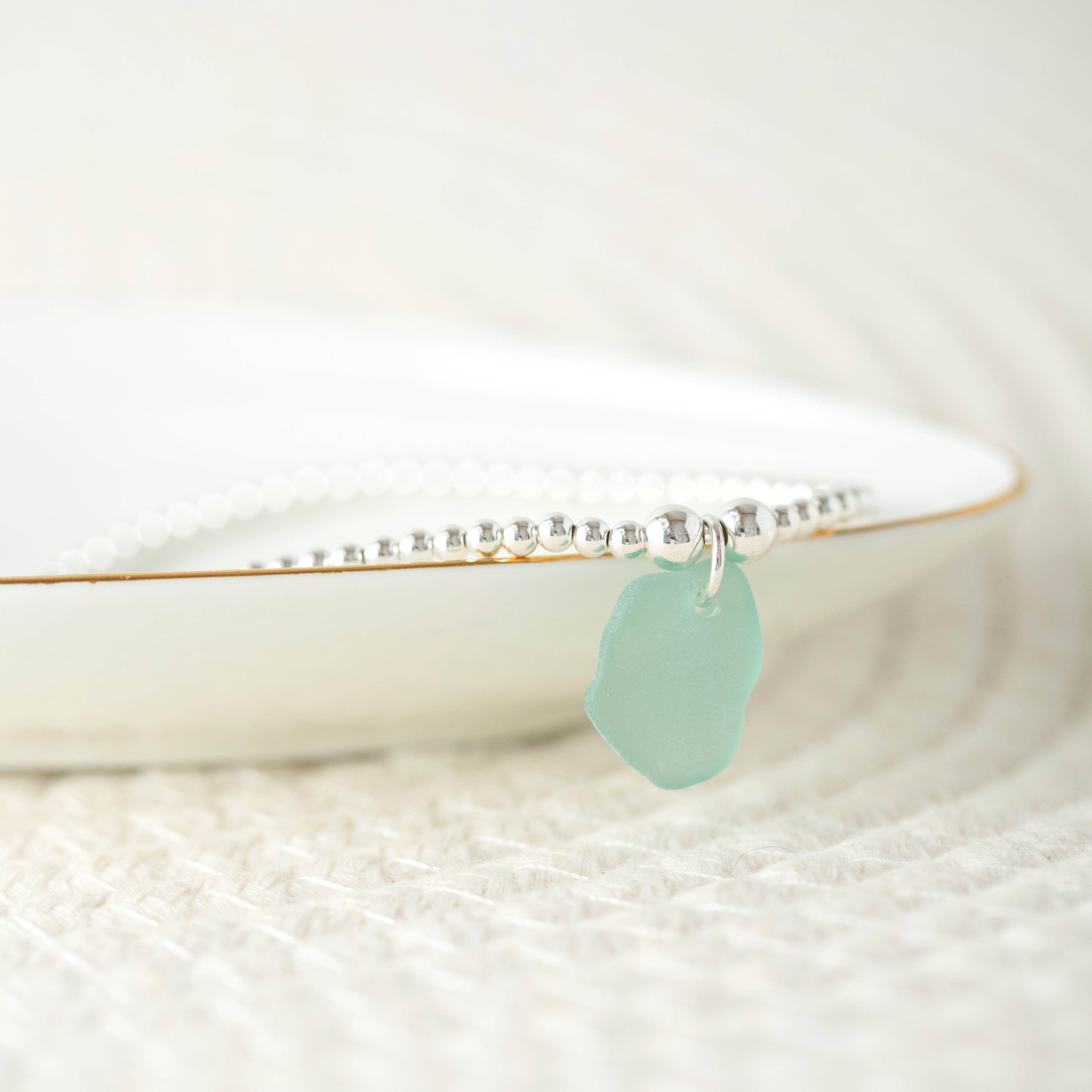 Sea glass beaded bracelet
