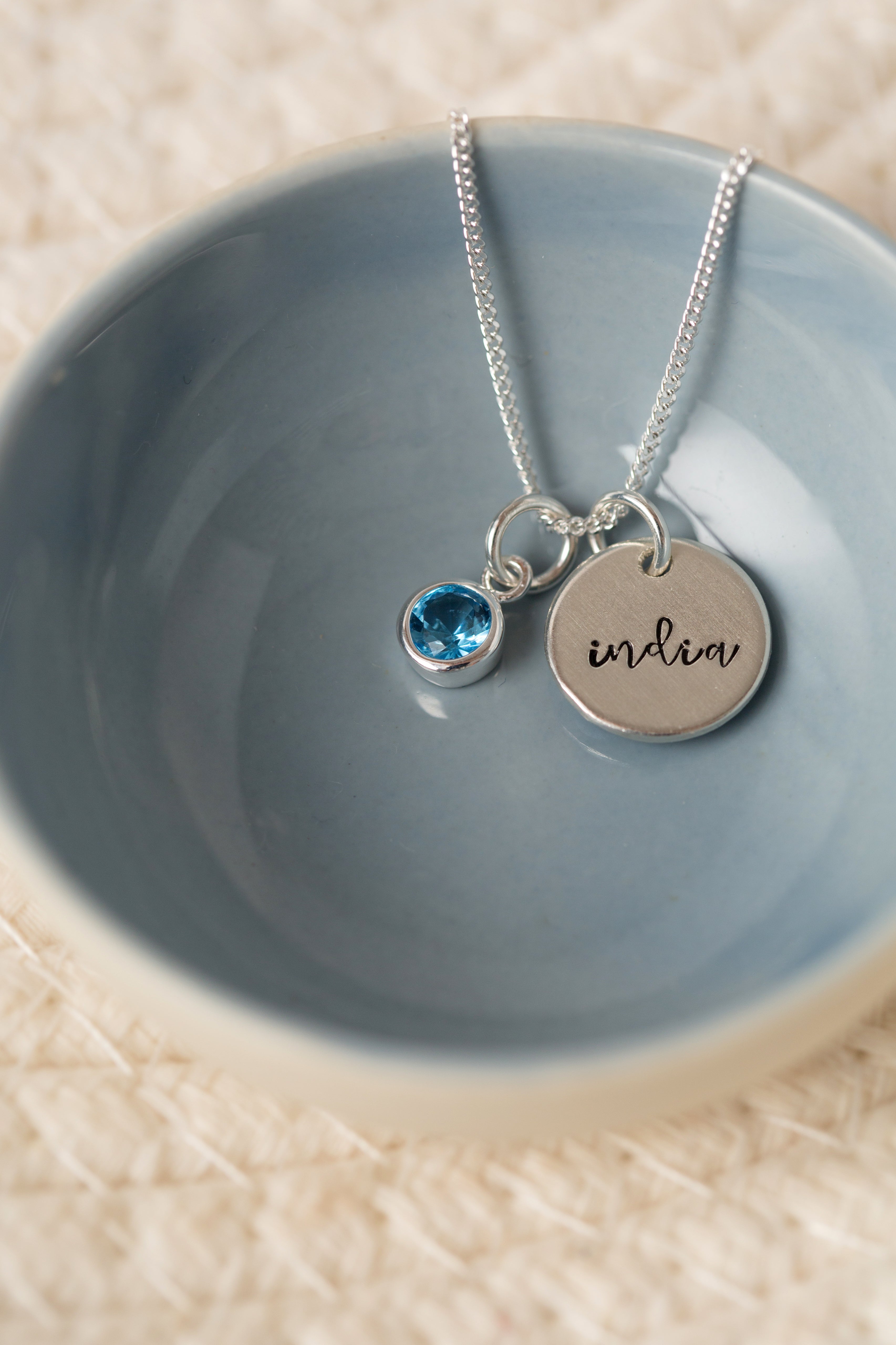 Midi disc and birthstone necklace