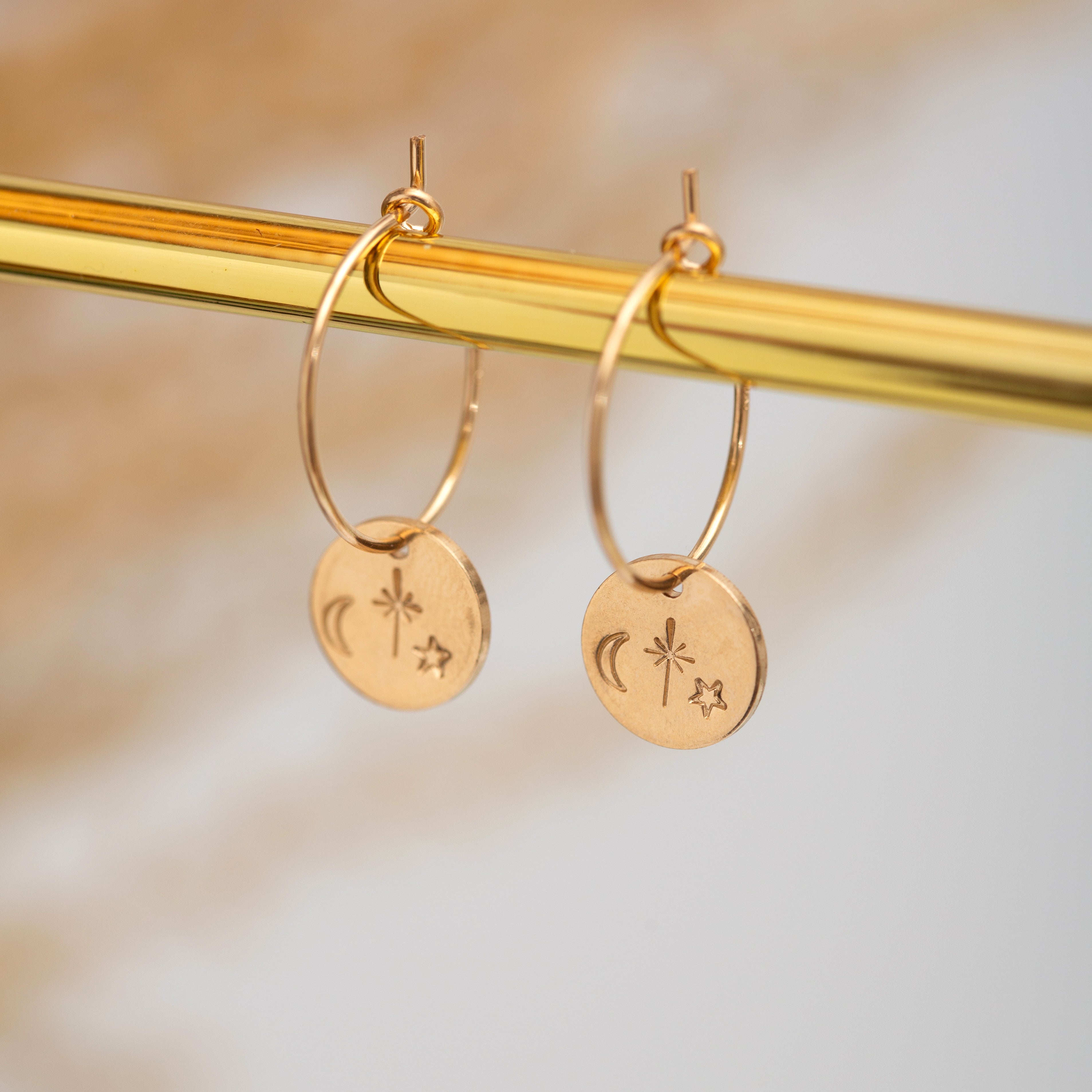 Gold disc hoop earrings