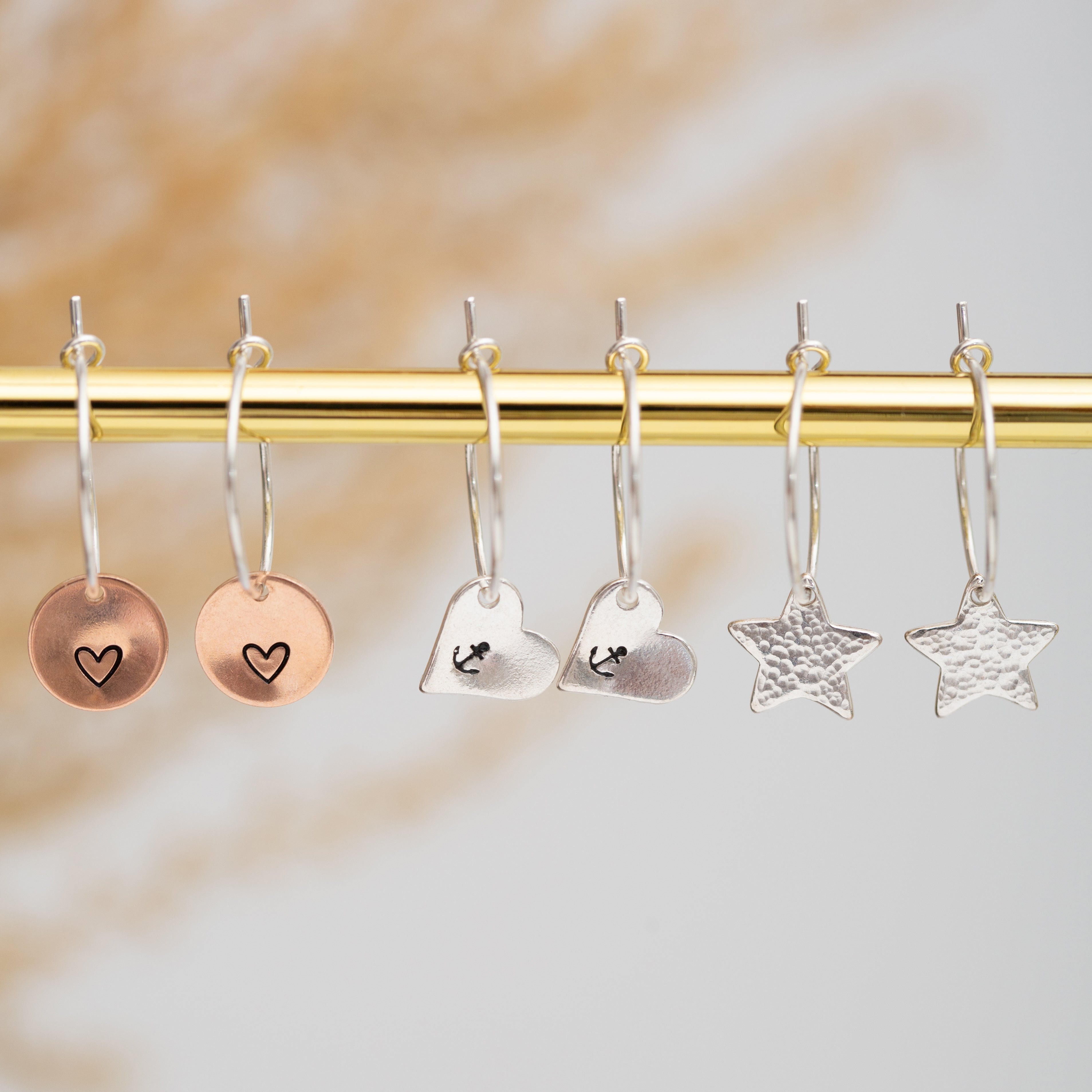 Silver heart hoop earrings