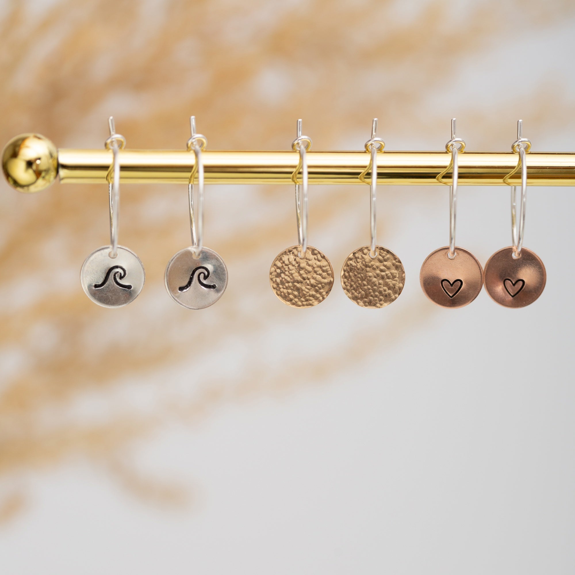 Gold disc hoop earrings