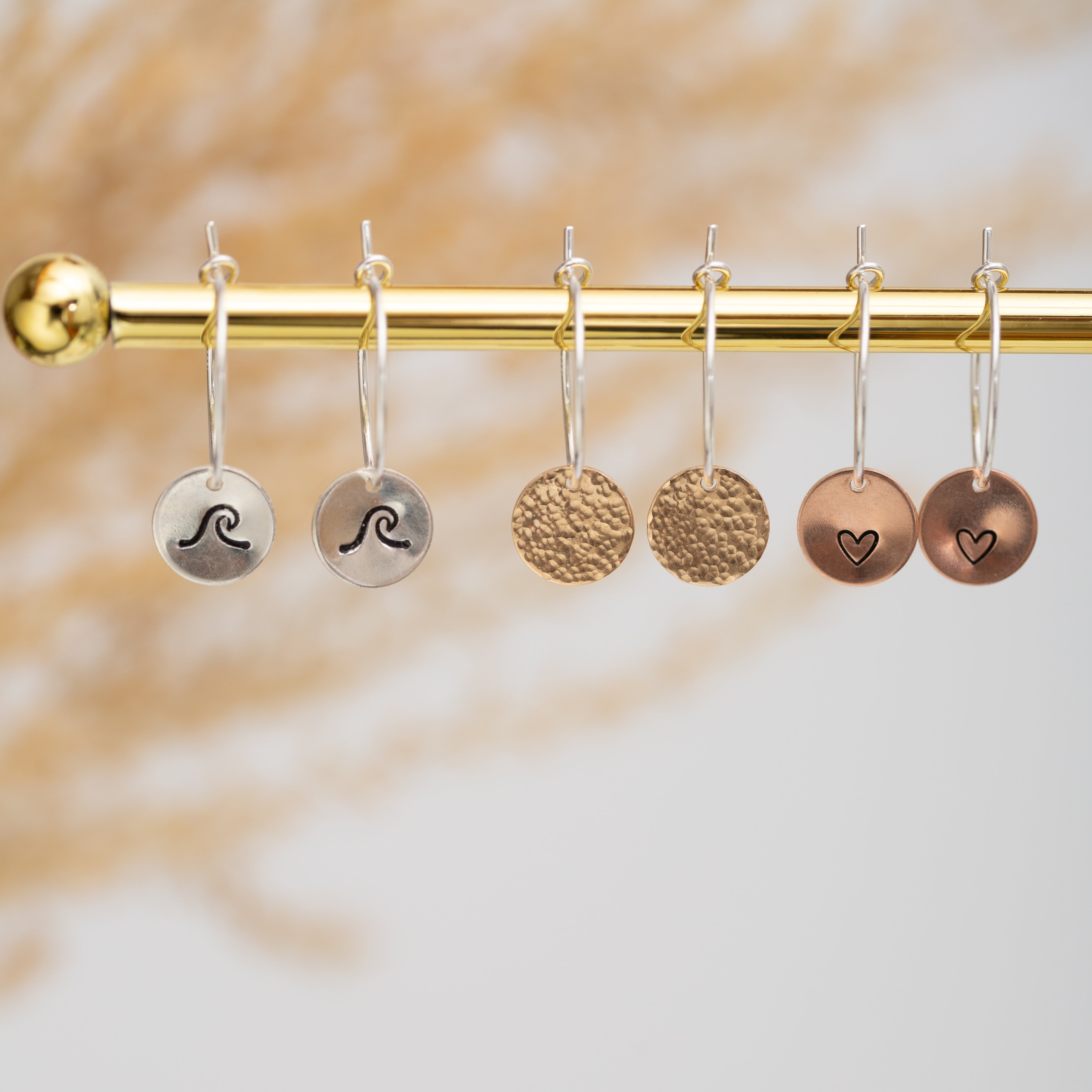 Silver disc hoop earrings