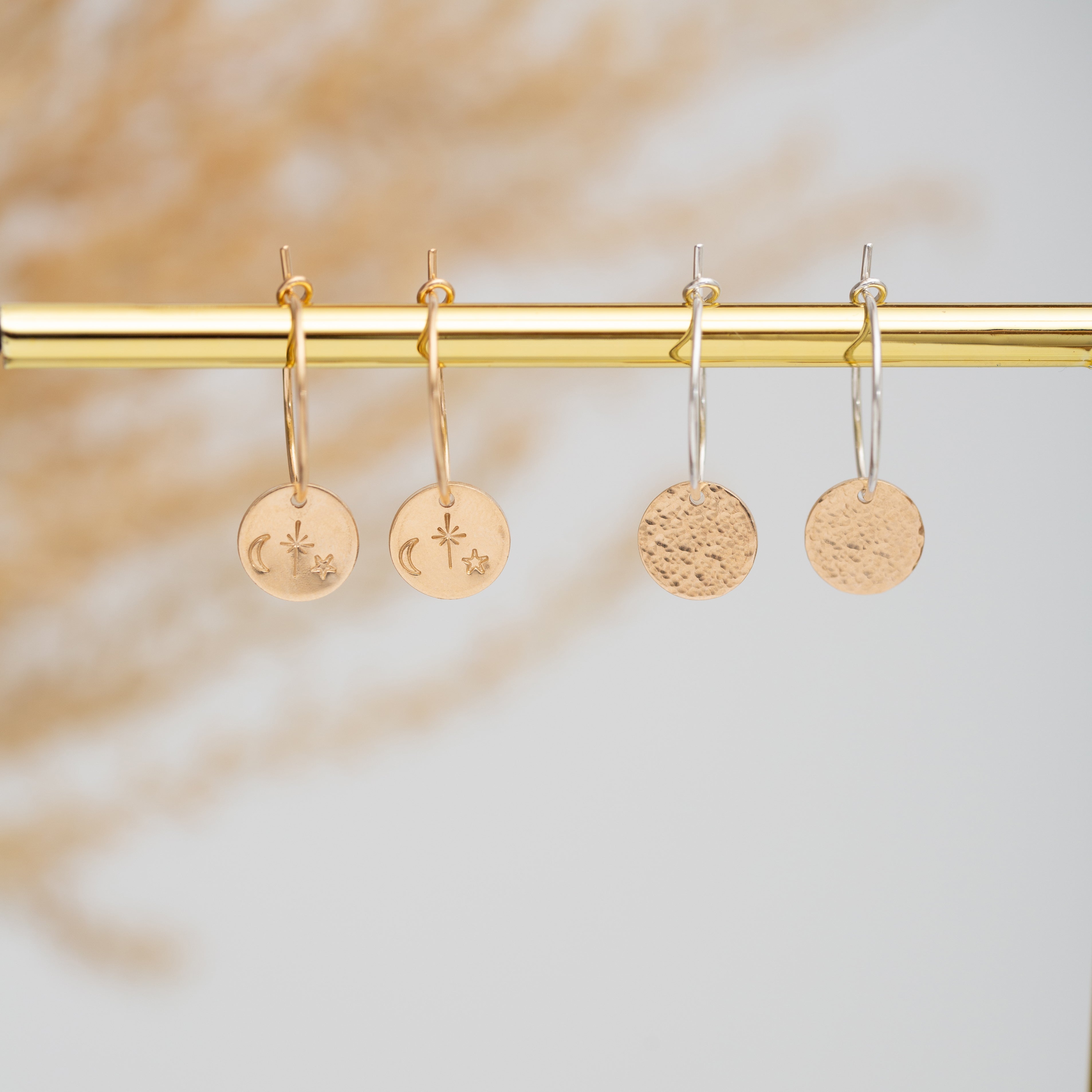 Gold disc hoop earrings