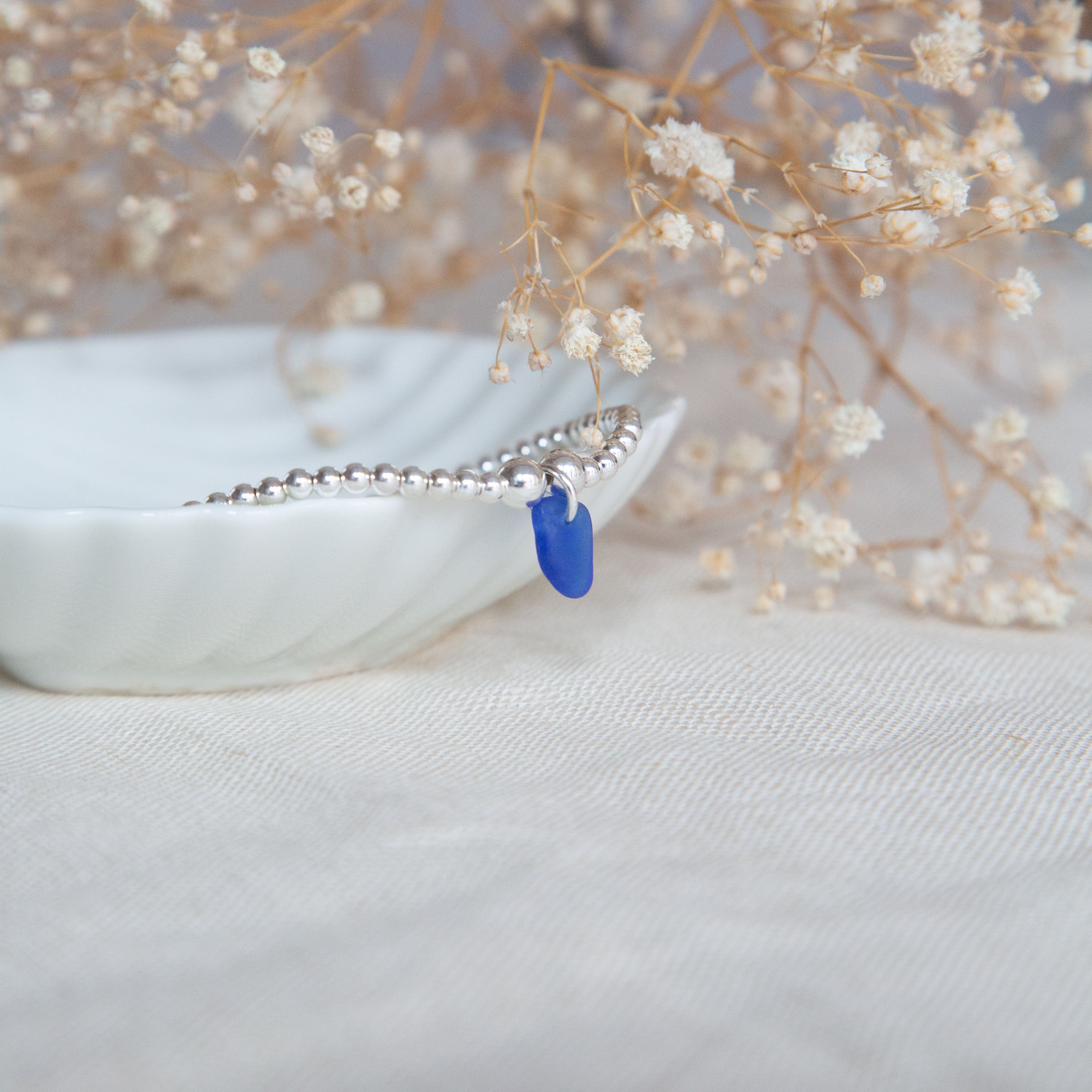 Sea glass beaded bracelet