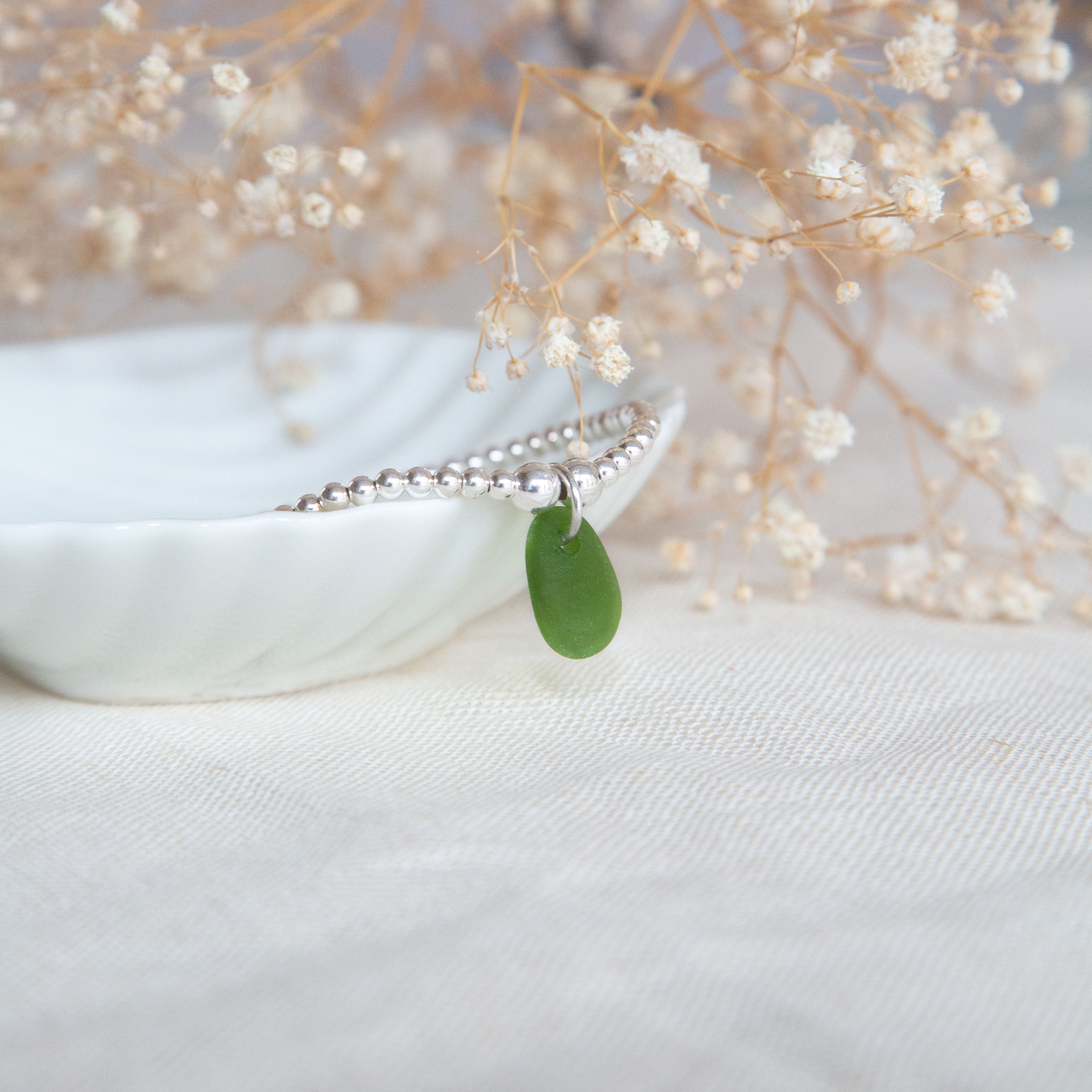 Sea glass beaded bracelet