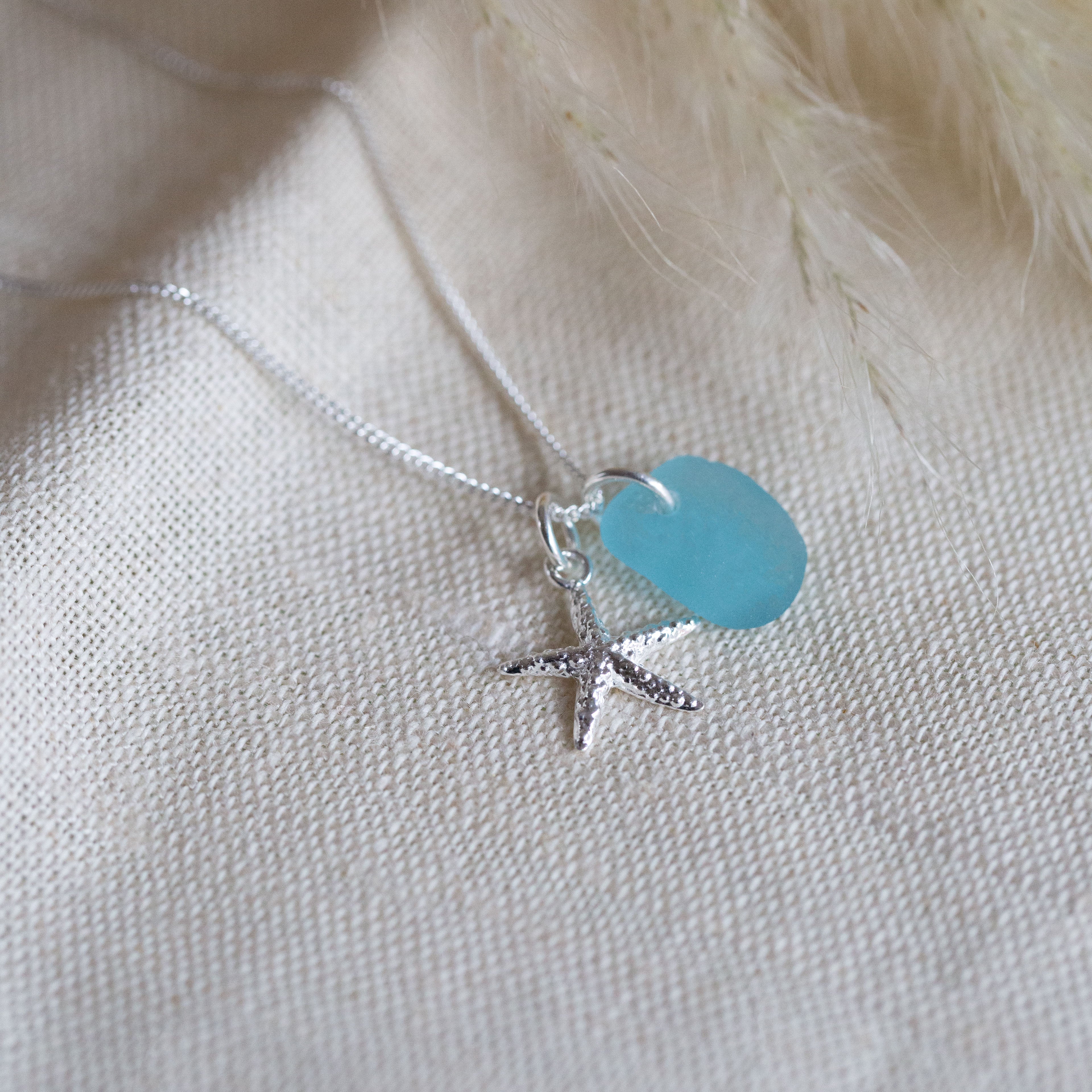 Cornish sea glass & charm necklace