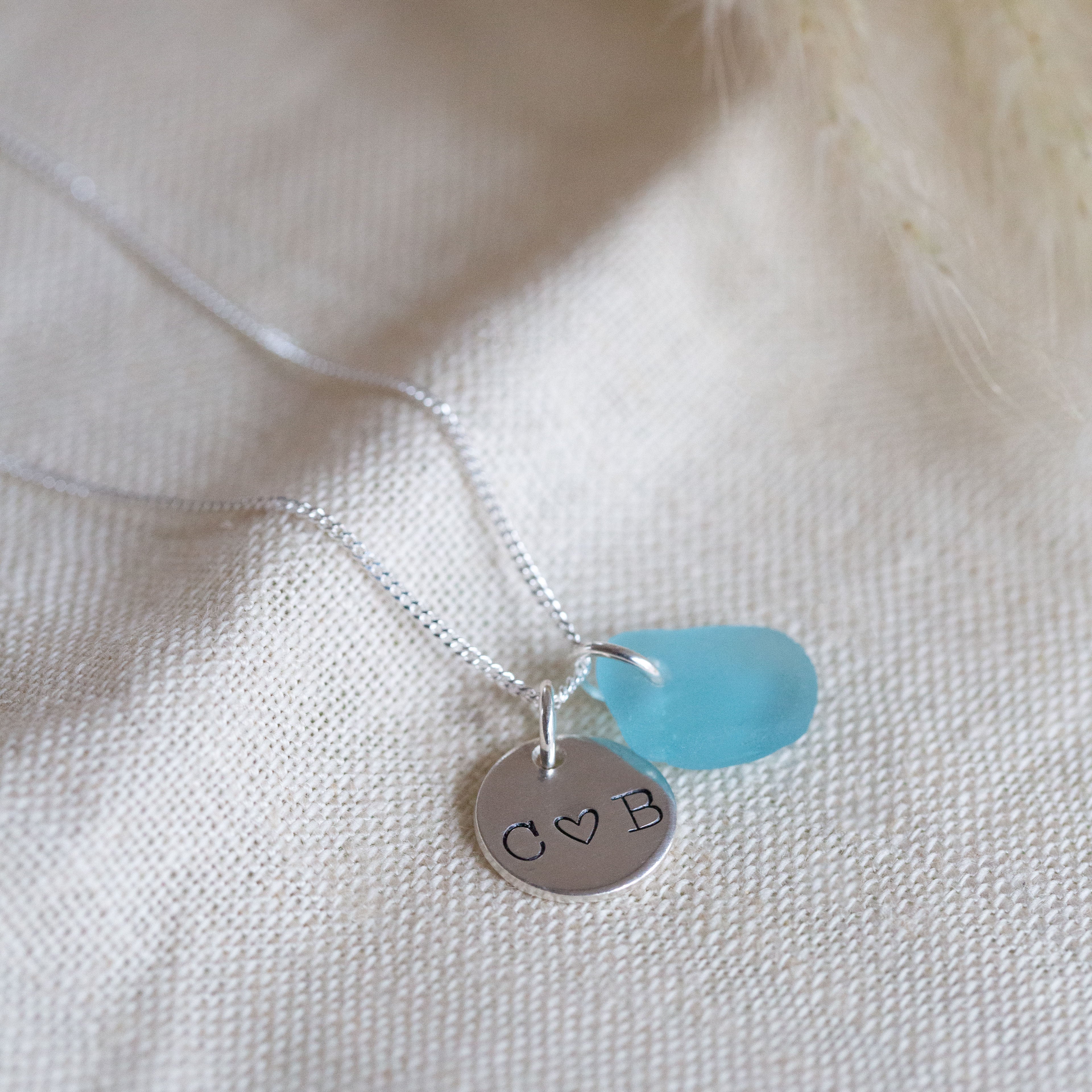 Sea glass & midi disc necklace