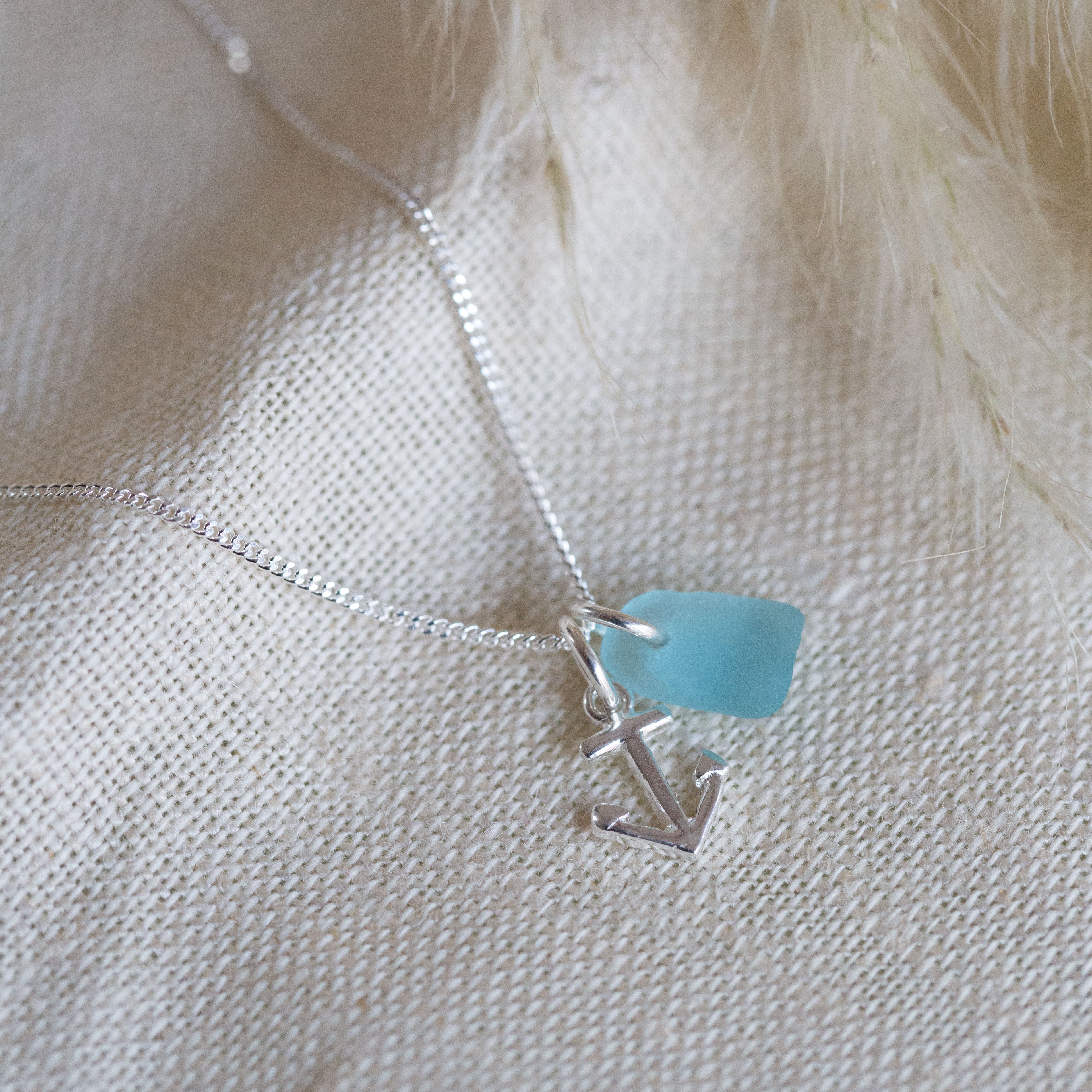 Cornish sea glass & charm necklace