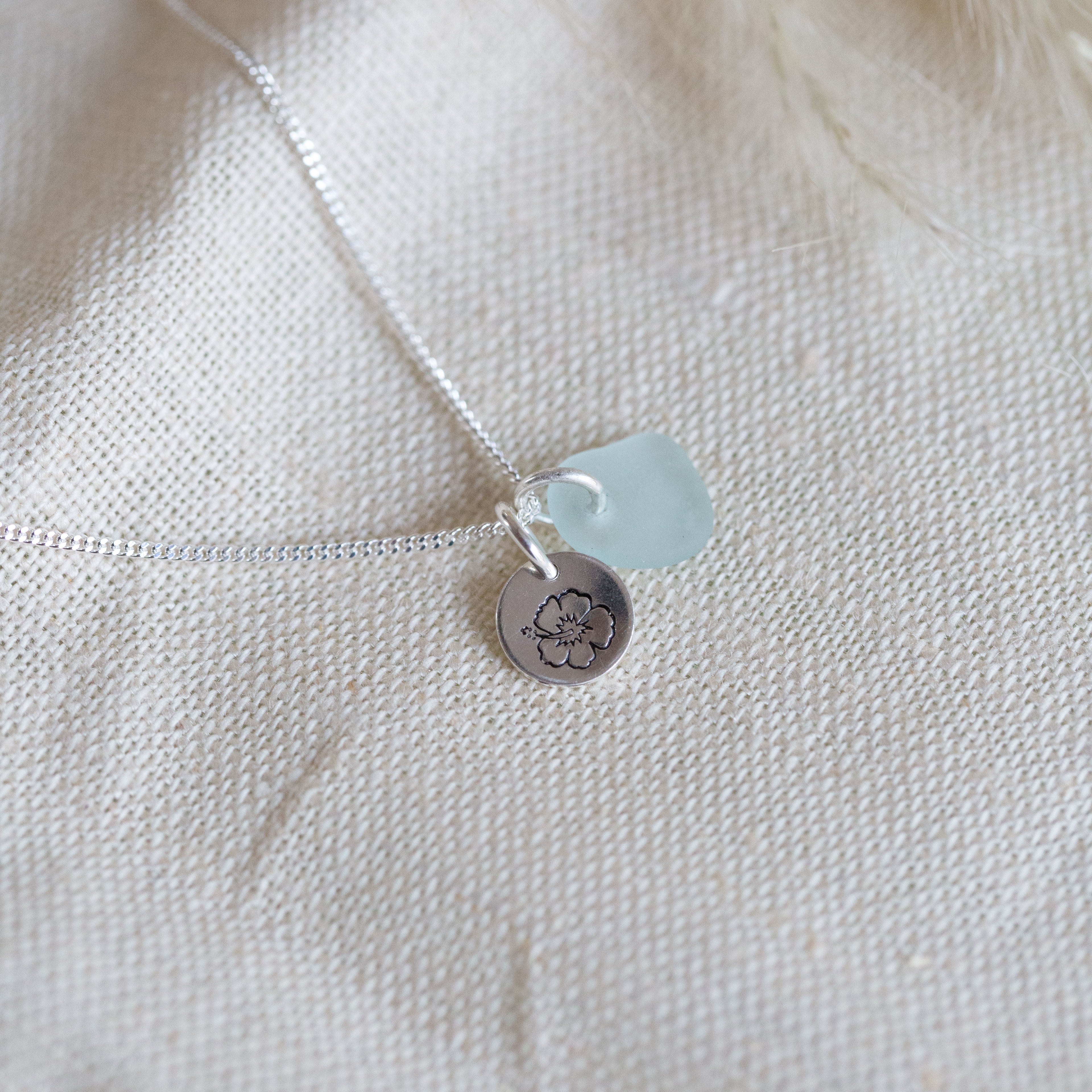 Sea glass & mini disc necklace