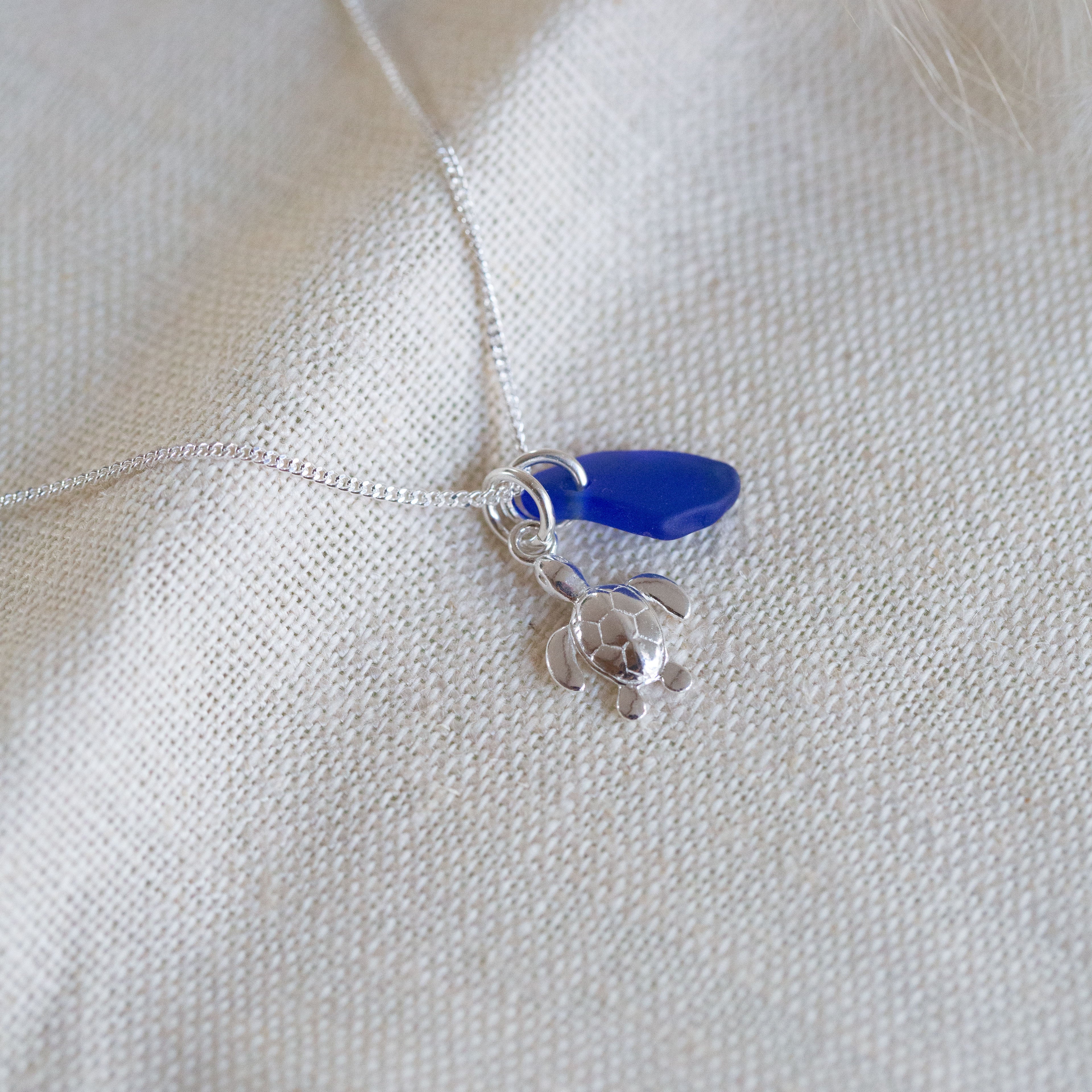 Cornish sea glass & charm necklace