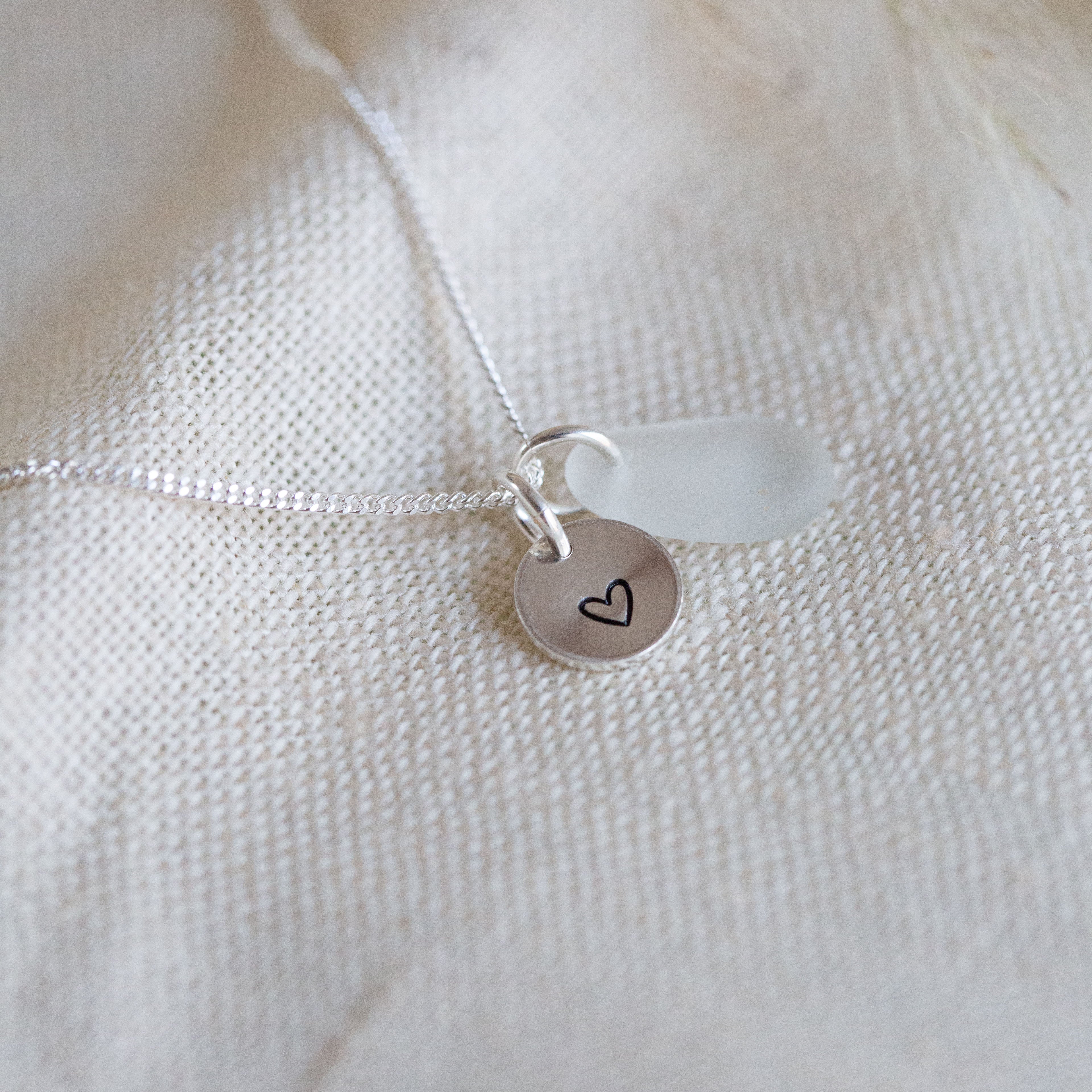 Sea glass & mini disc necklace