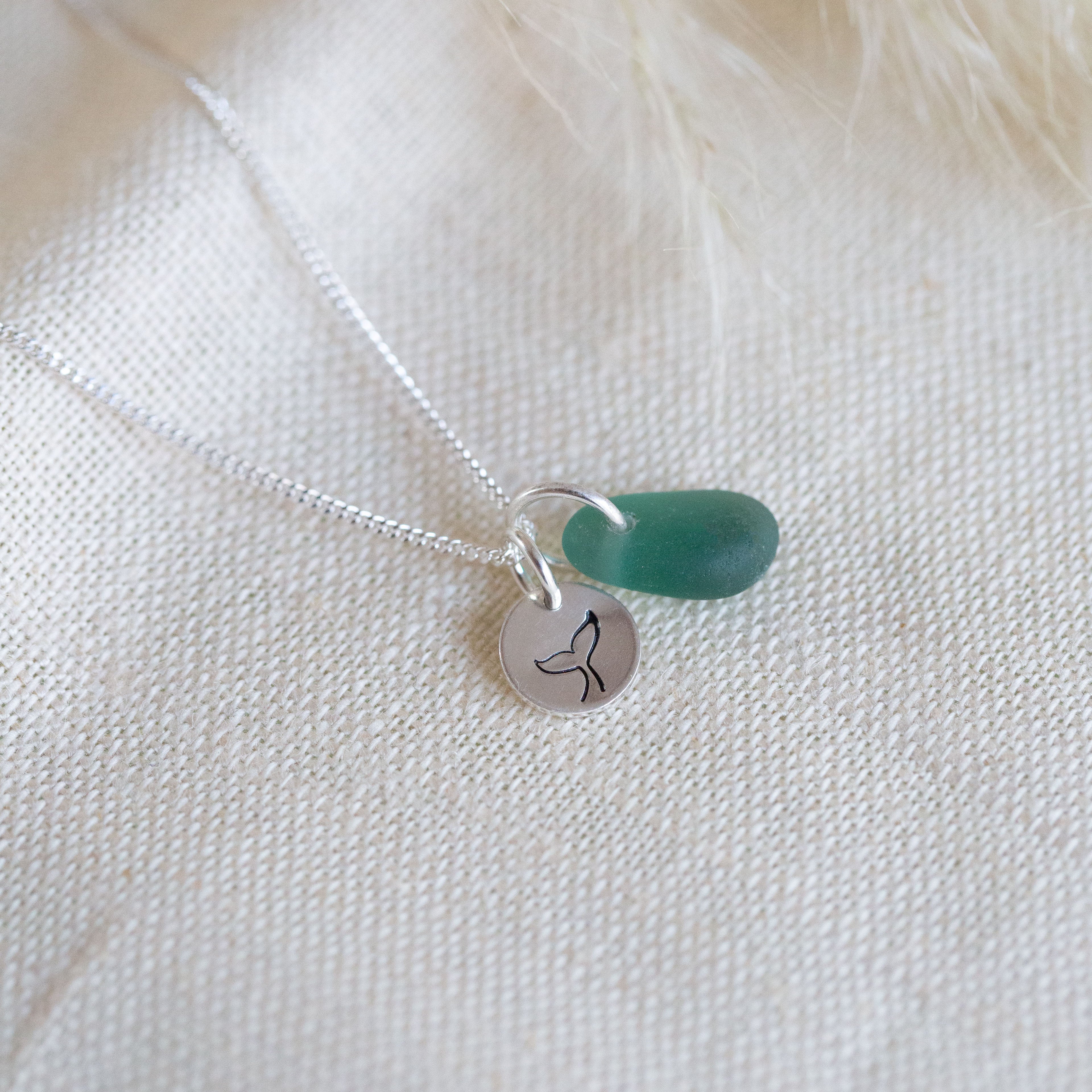 Sea glass & mini disc necklace