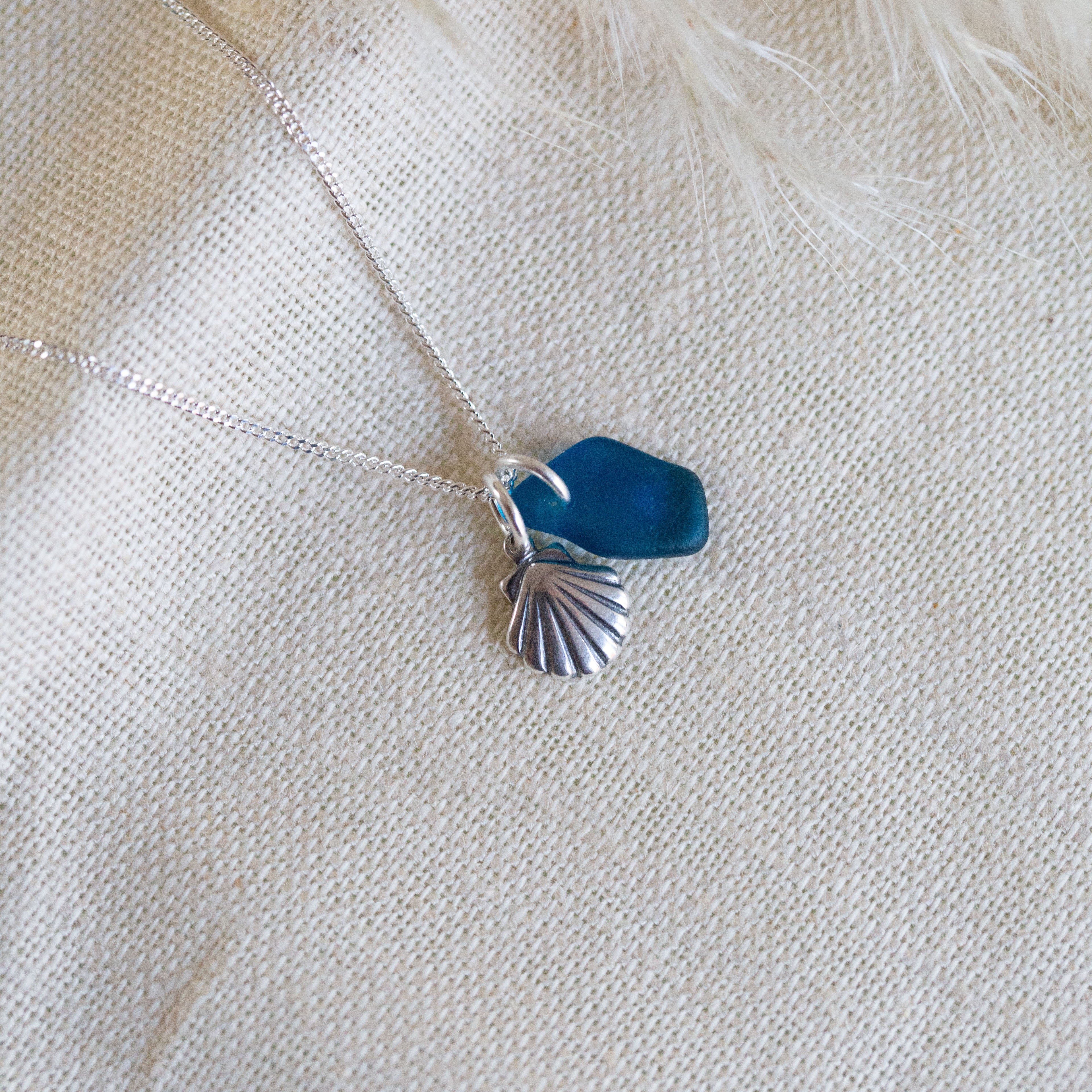 Cornish sea glass & charm necklace