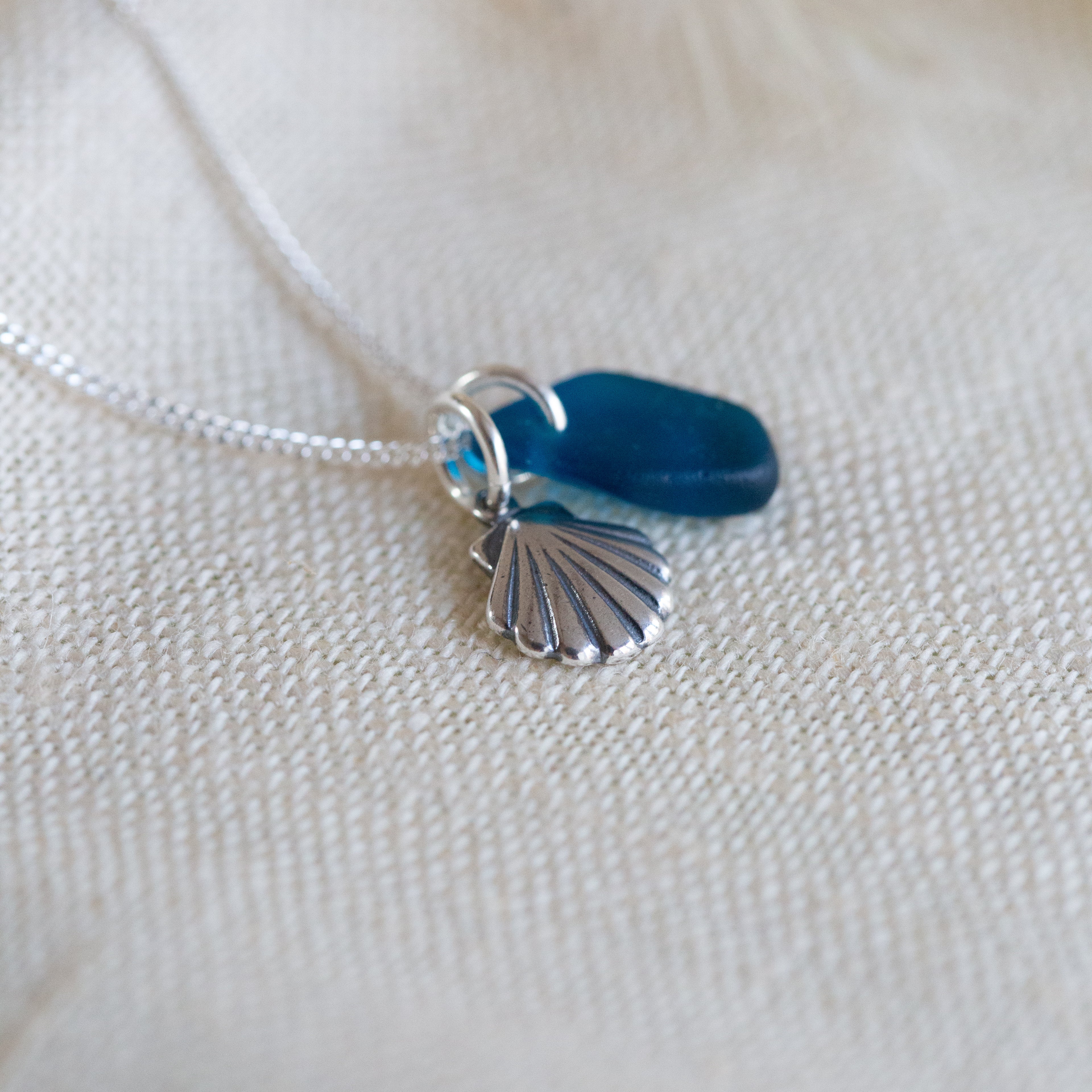 Cornish sea glass & charm necklace