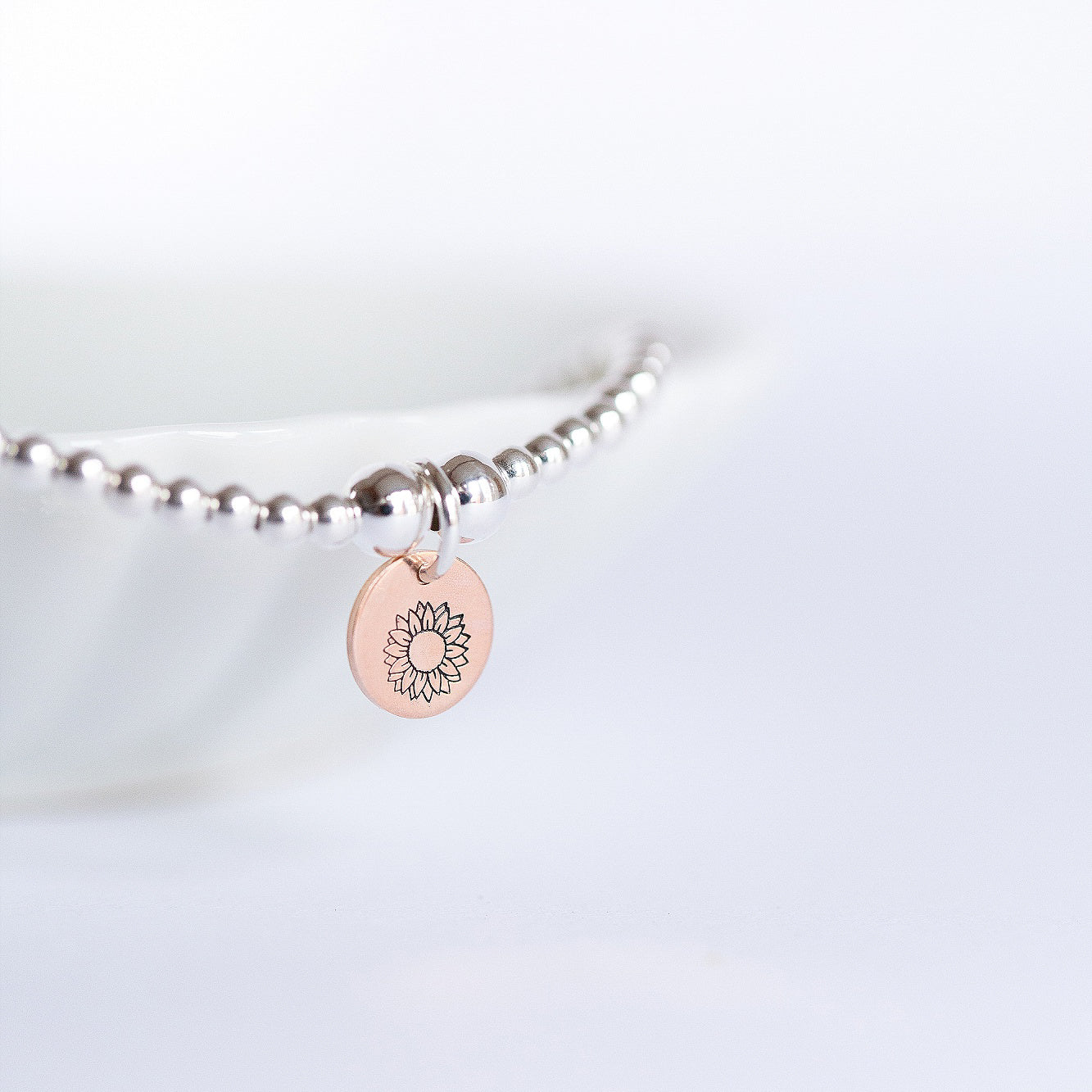 Rose gold mini disc beaded bracelet