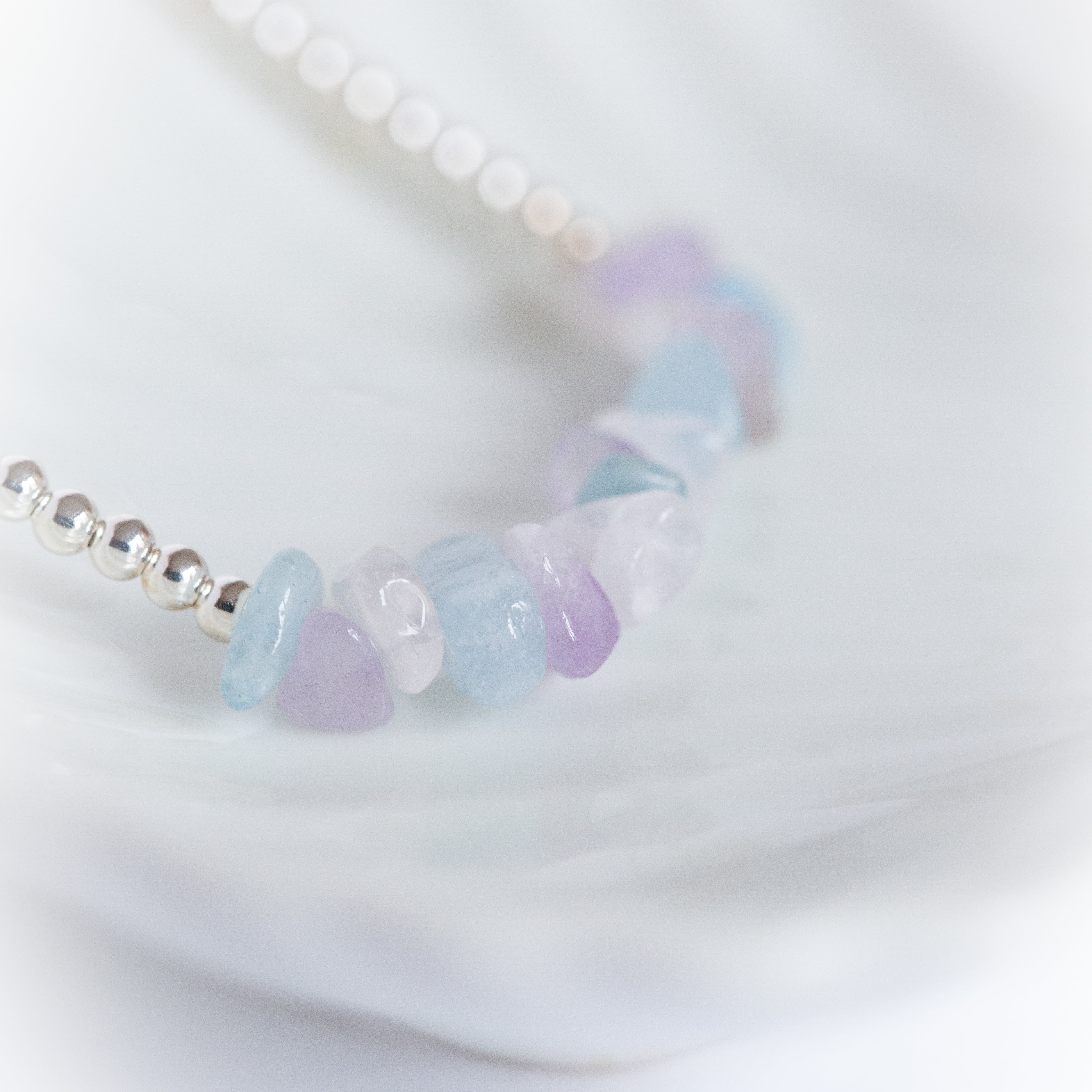 Sterling silver & pastel crystal chip bracelet
