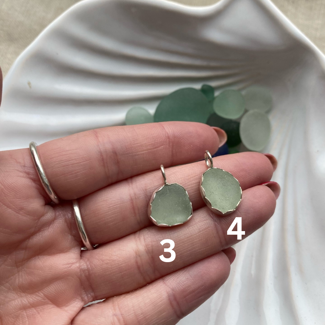 Scalloped edge sea glass necklace