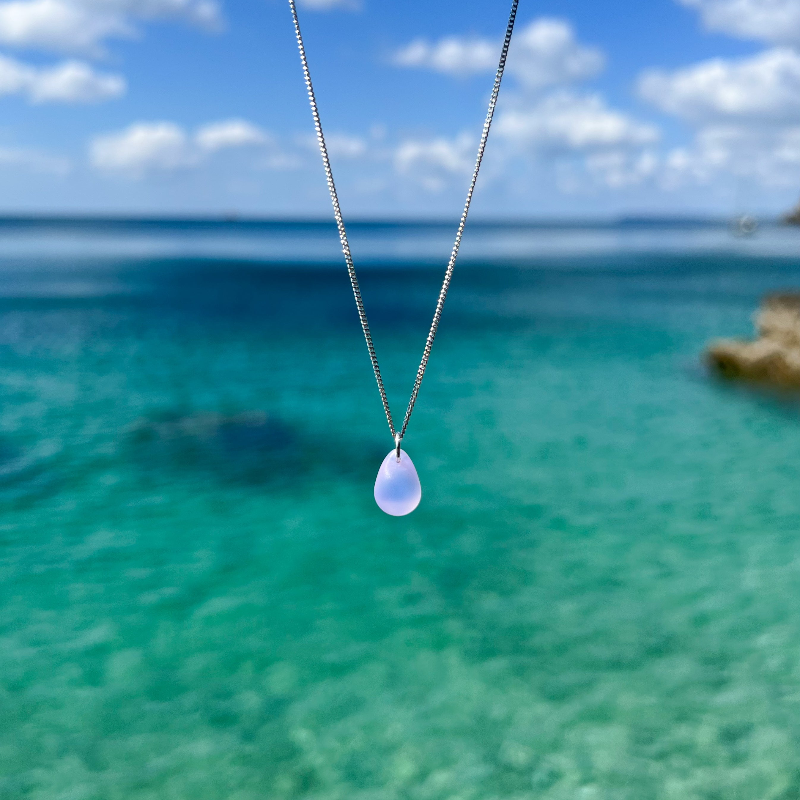 Mermaid Pink Opal Droplet necklace