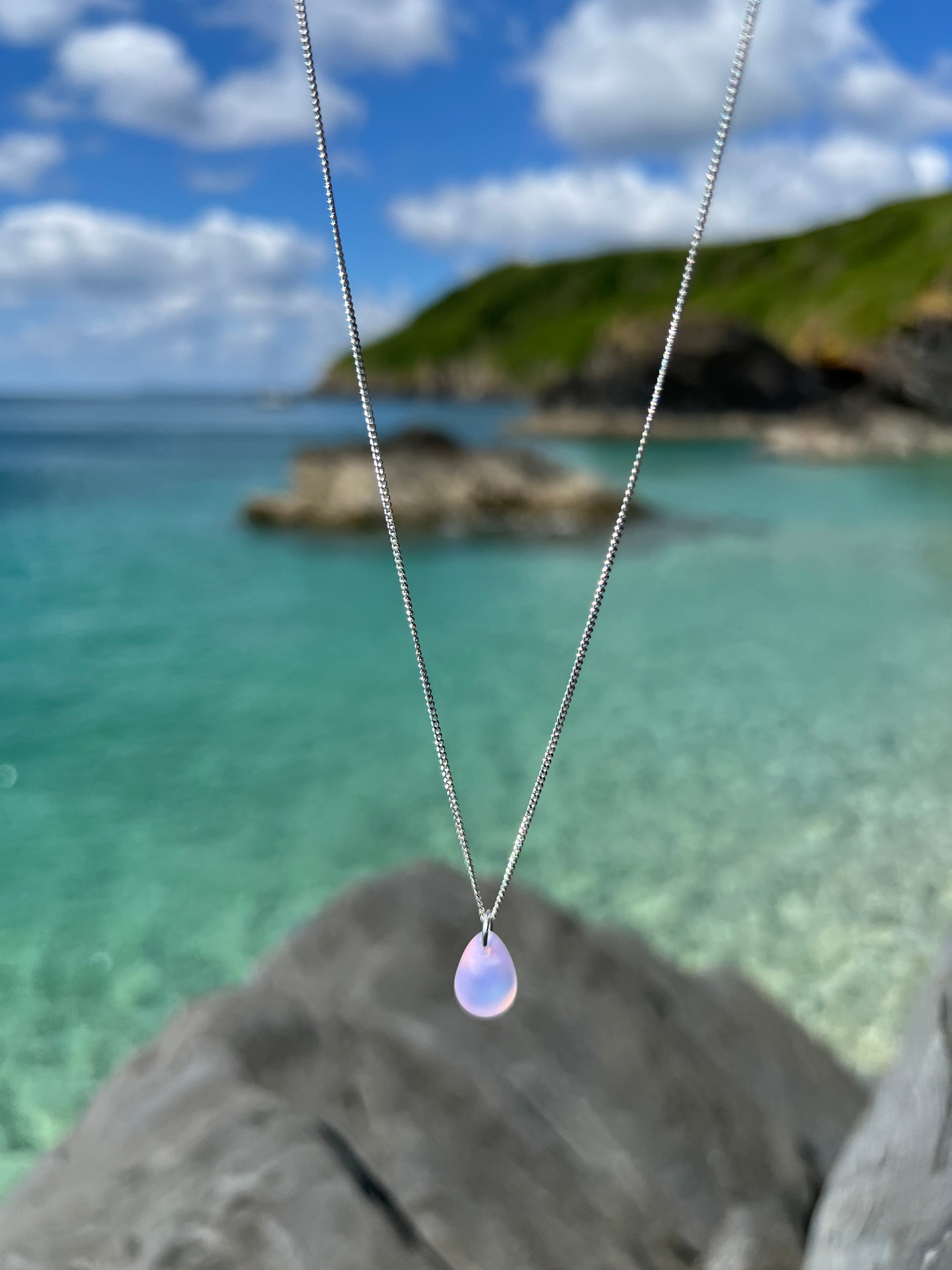 Mermaid Pink Opal Droplet necklace