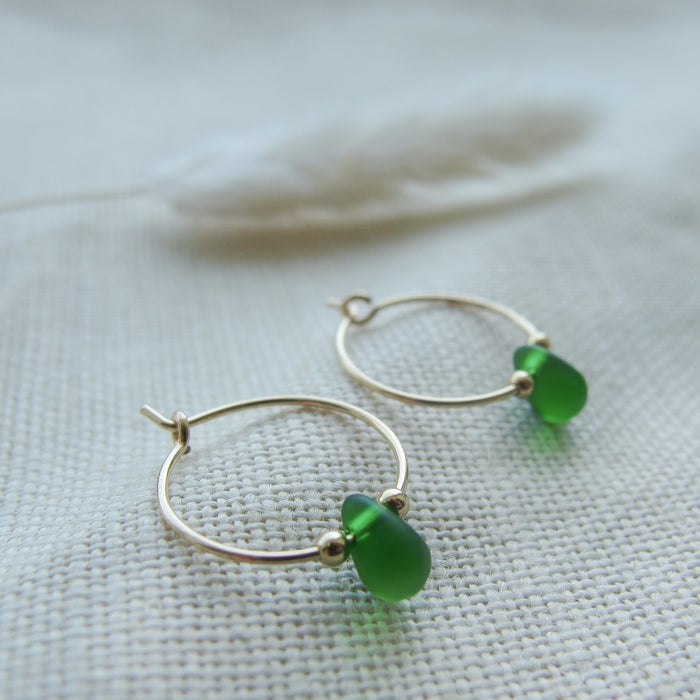 Drop Of The Ocean Hoop Earrings - Portwrinkle