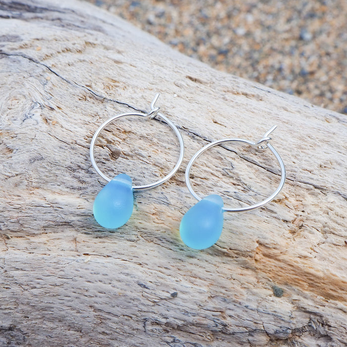 Drop Of The Ocean Hoop Earrings - Blue Opal