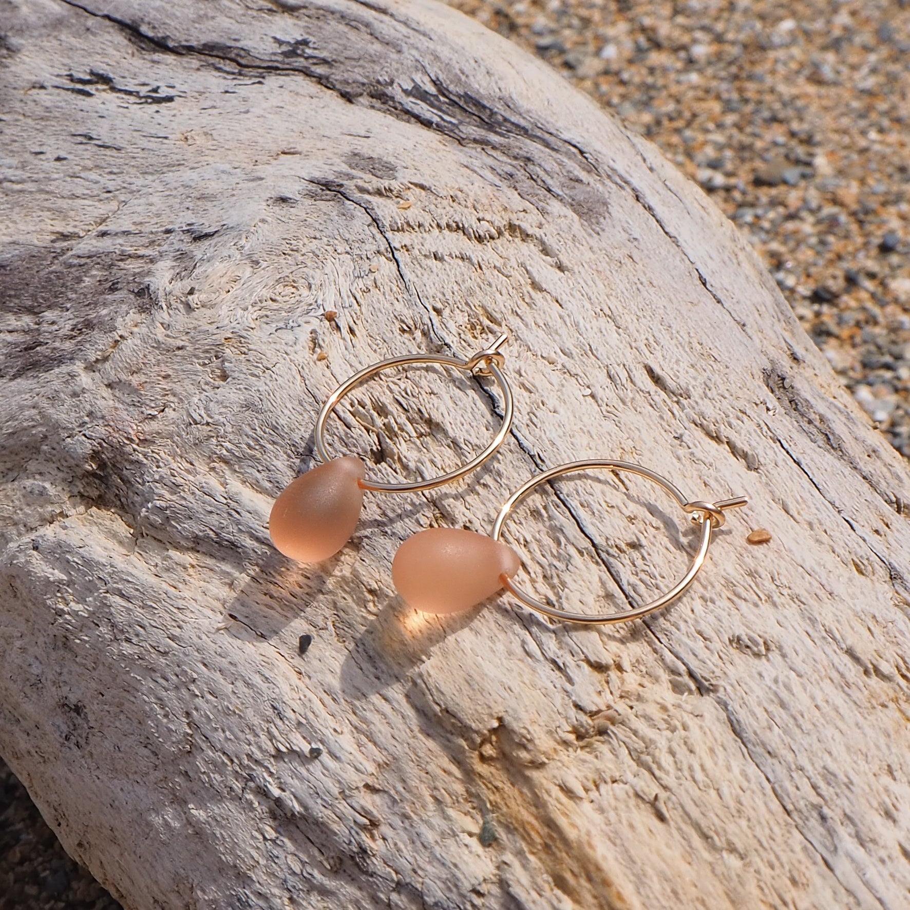 Drop Of The Ocean Hoop Earrings - Sunset Orange