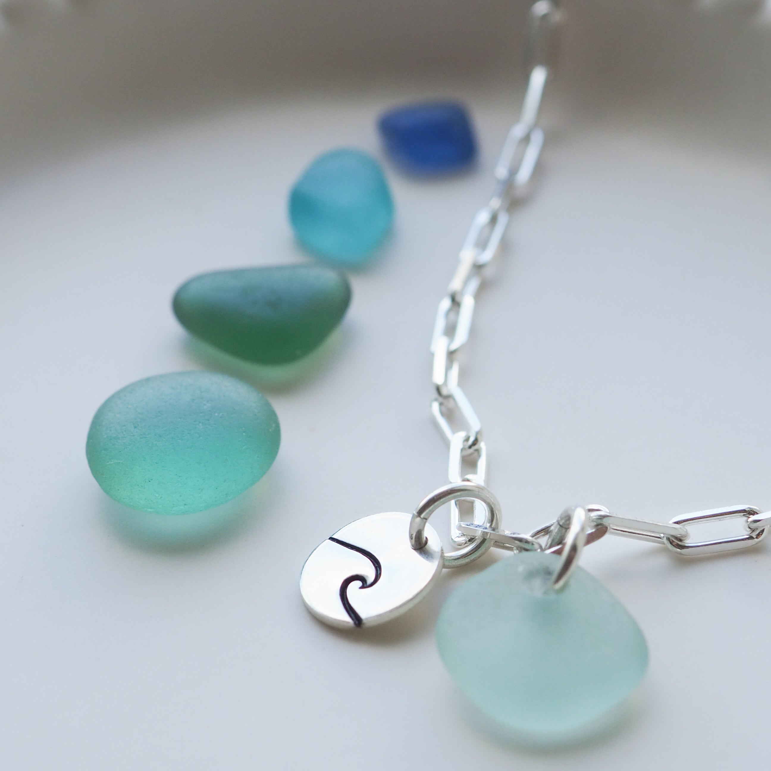 Cornish Links Sea Glass & Mini Disc Anklet