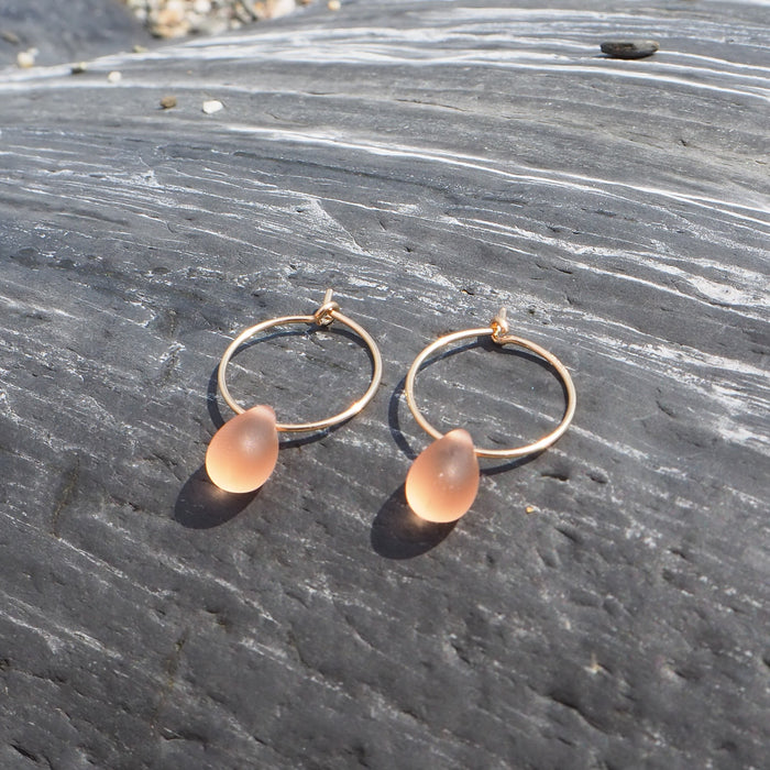 Drop Of The Ocean Hoop Earrings - Sunset Orange