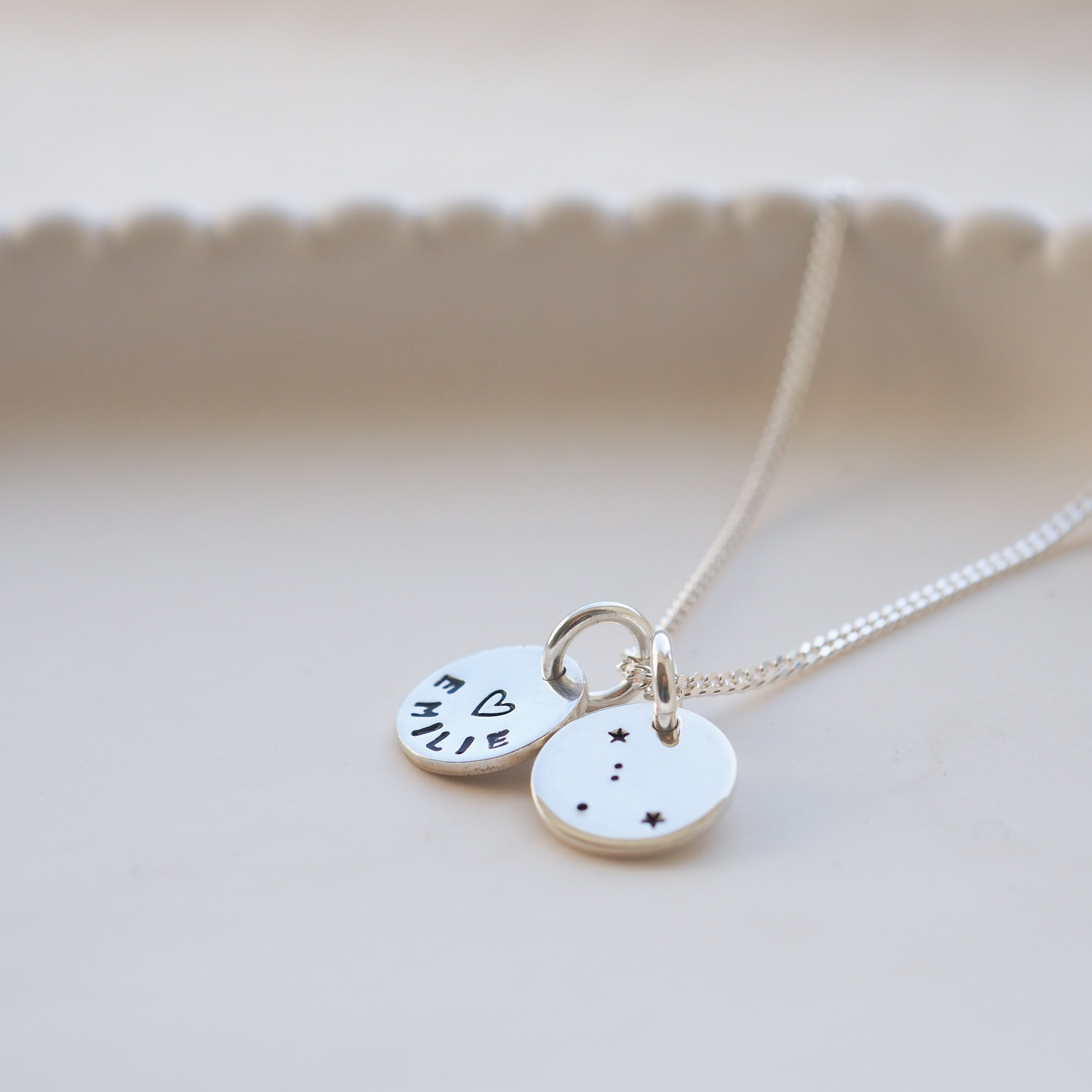 Silver Constellation Disc & Personalised Disc Necklace