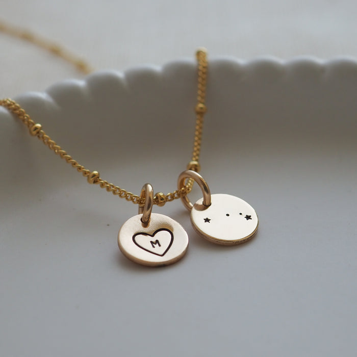 Gold Constellation Disc & Personalised Disc Necklace