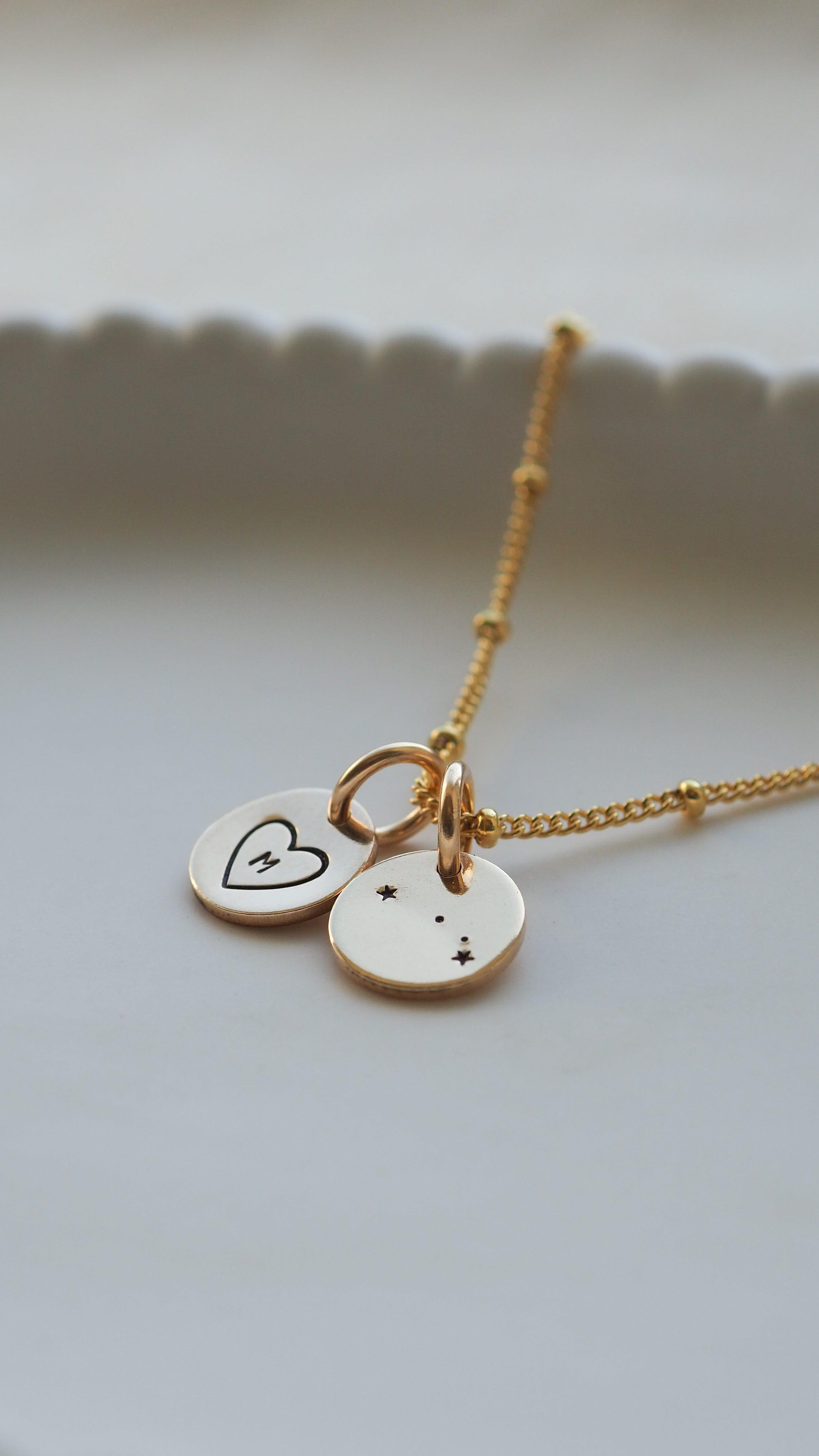 Gold Constellation Disc & Personalised Disc Necklace