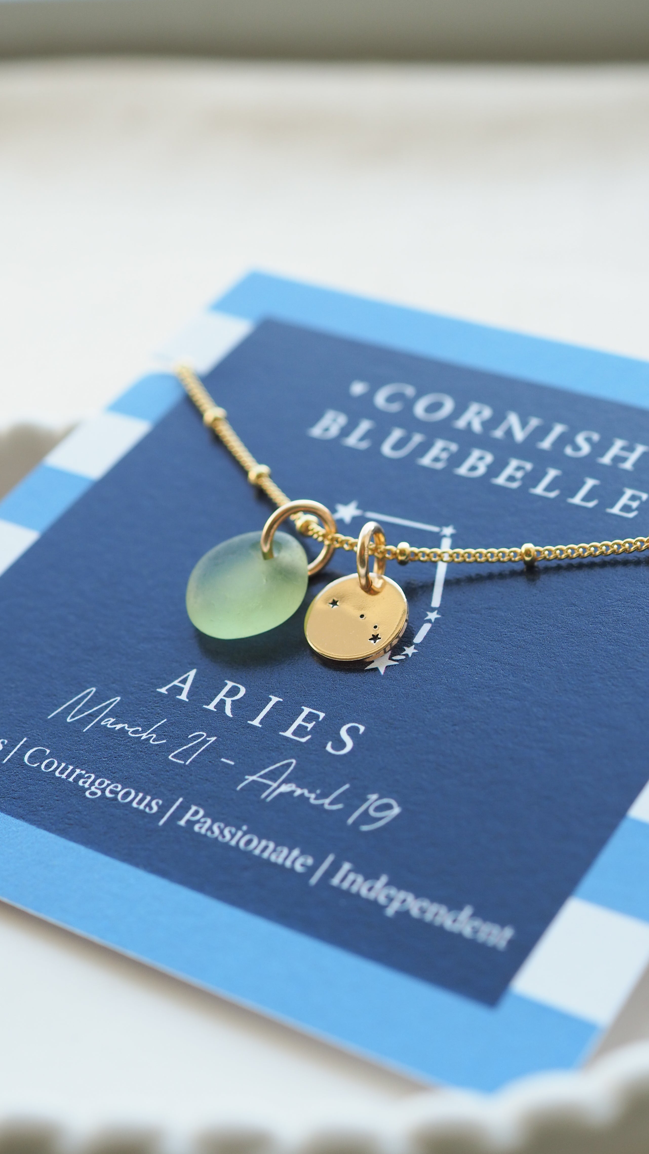 Gold Constellation Disc & Sea Glass Necklace