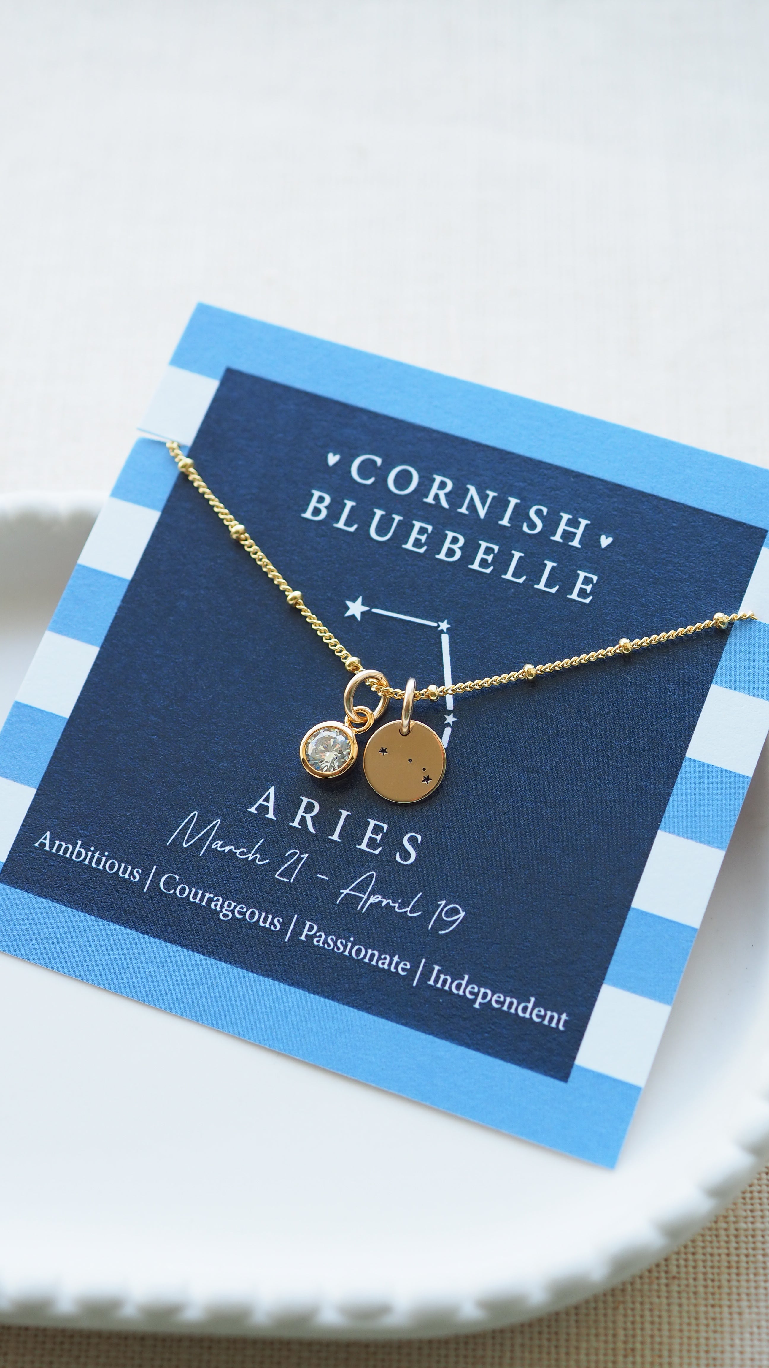 Gold Constellation Disc & Birthstone Necklace