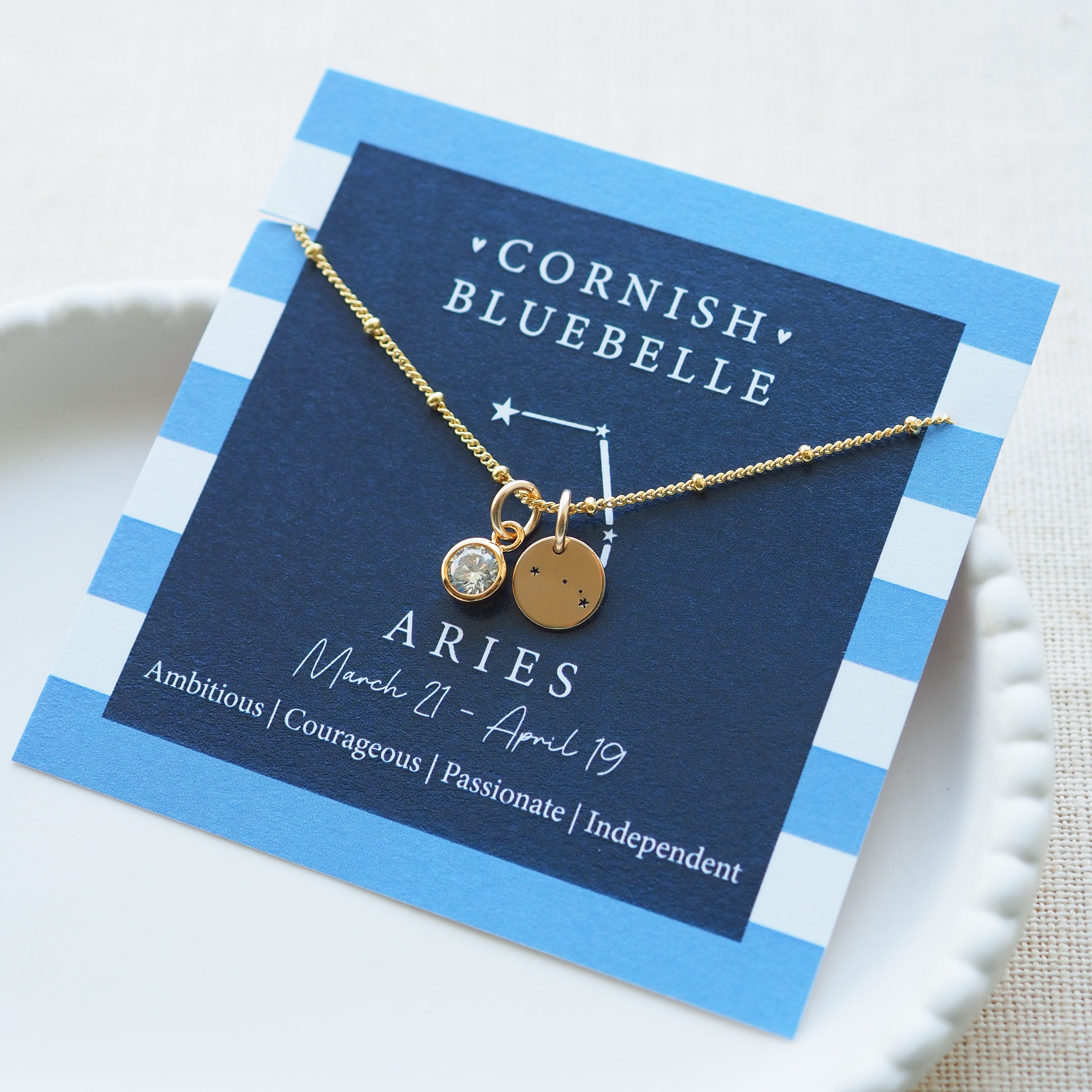 Gold Constellation Disc & Birthstone Necklace