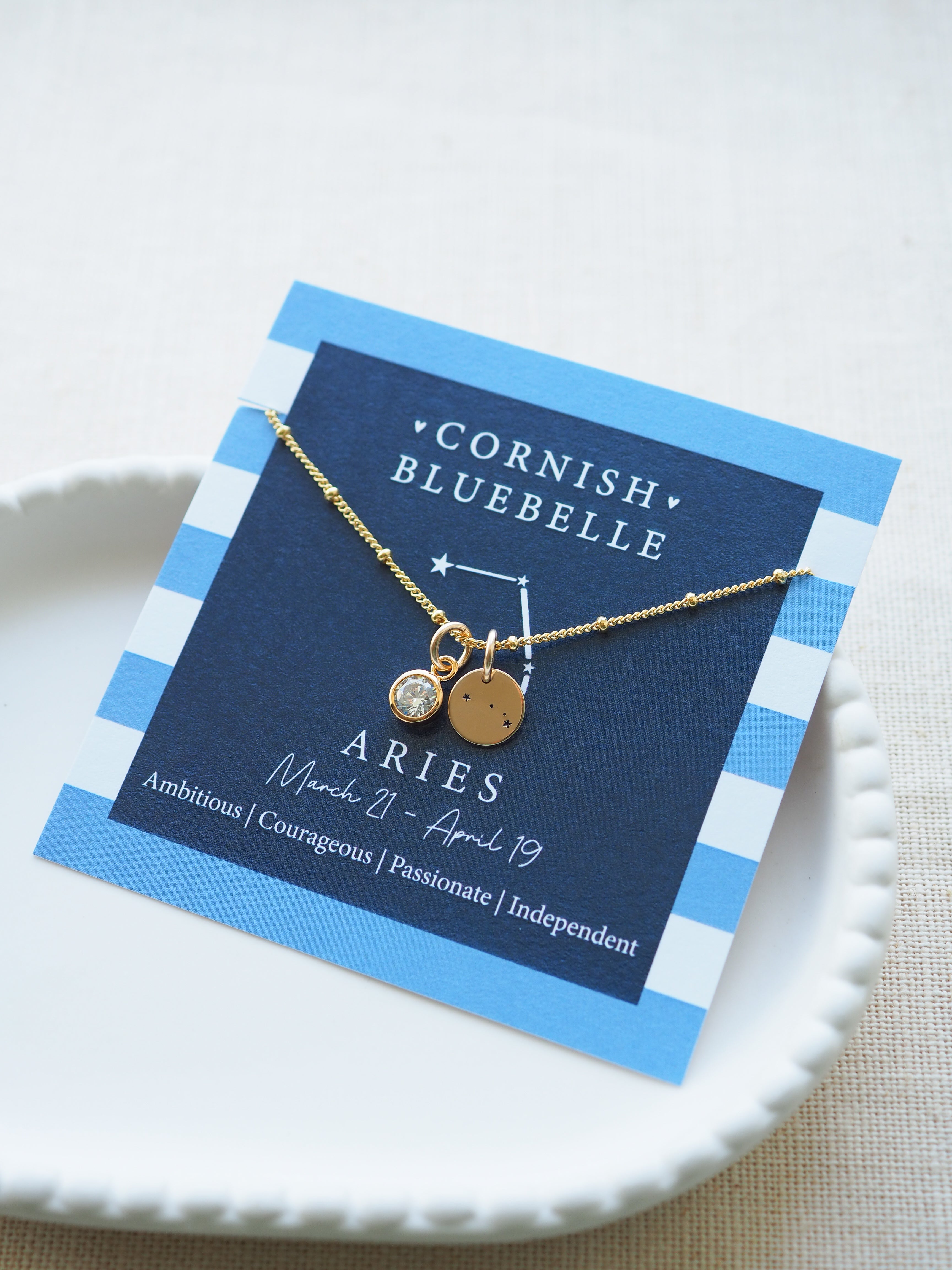 Gold Constellation Disc & Birthstone Necklace