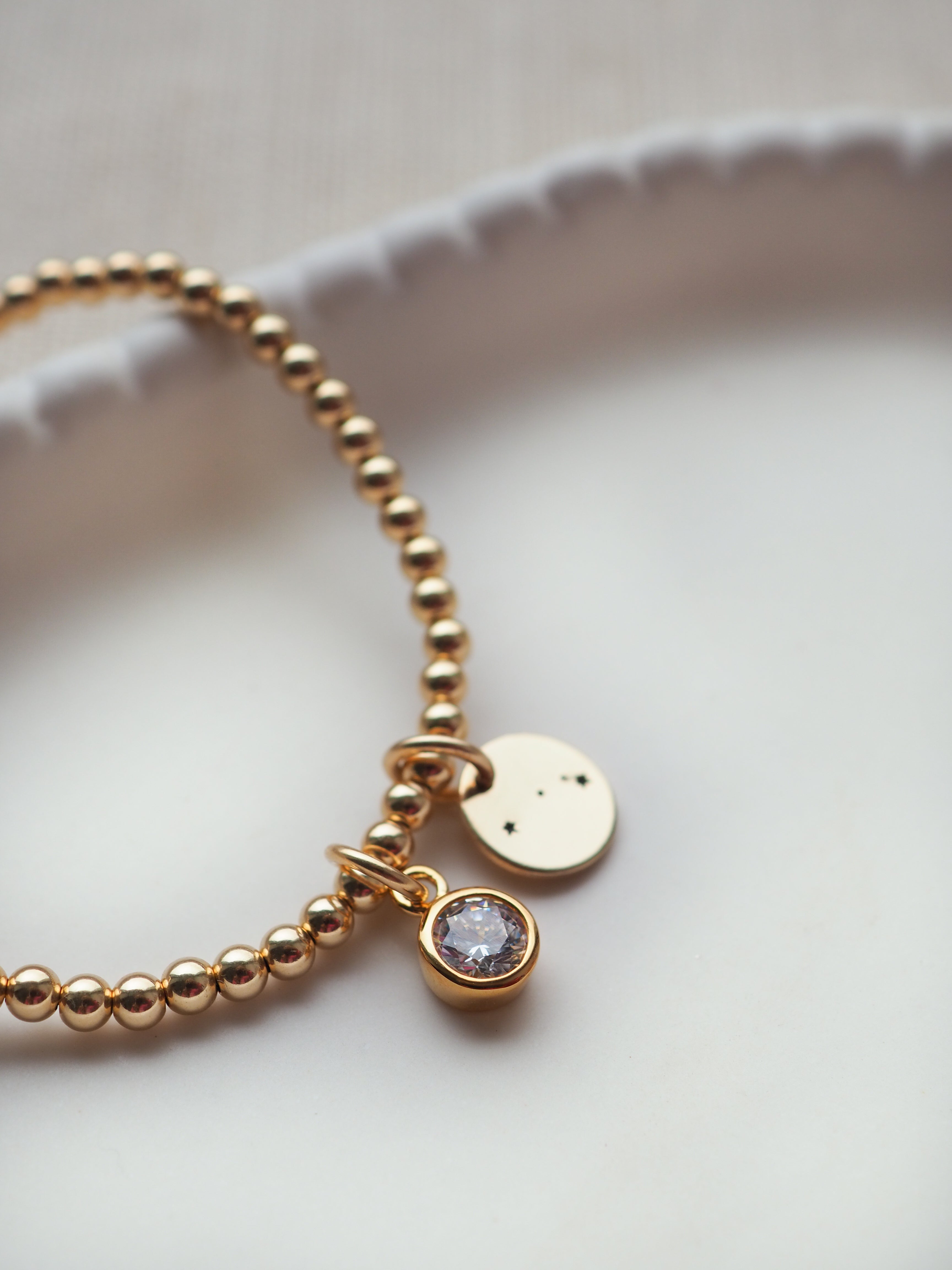 Gold Constellation Disc & Birthstone Bracelet