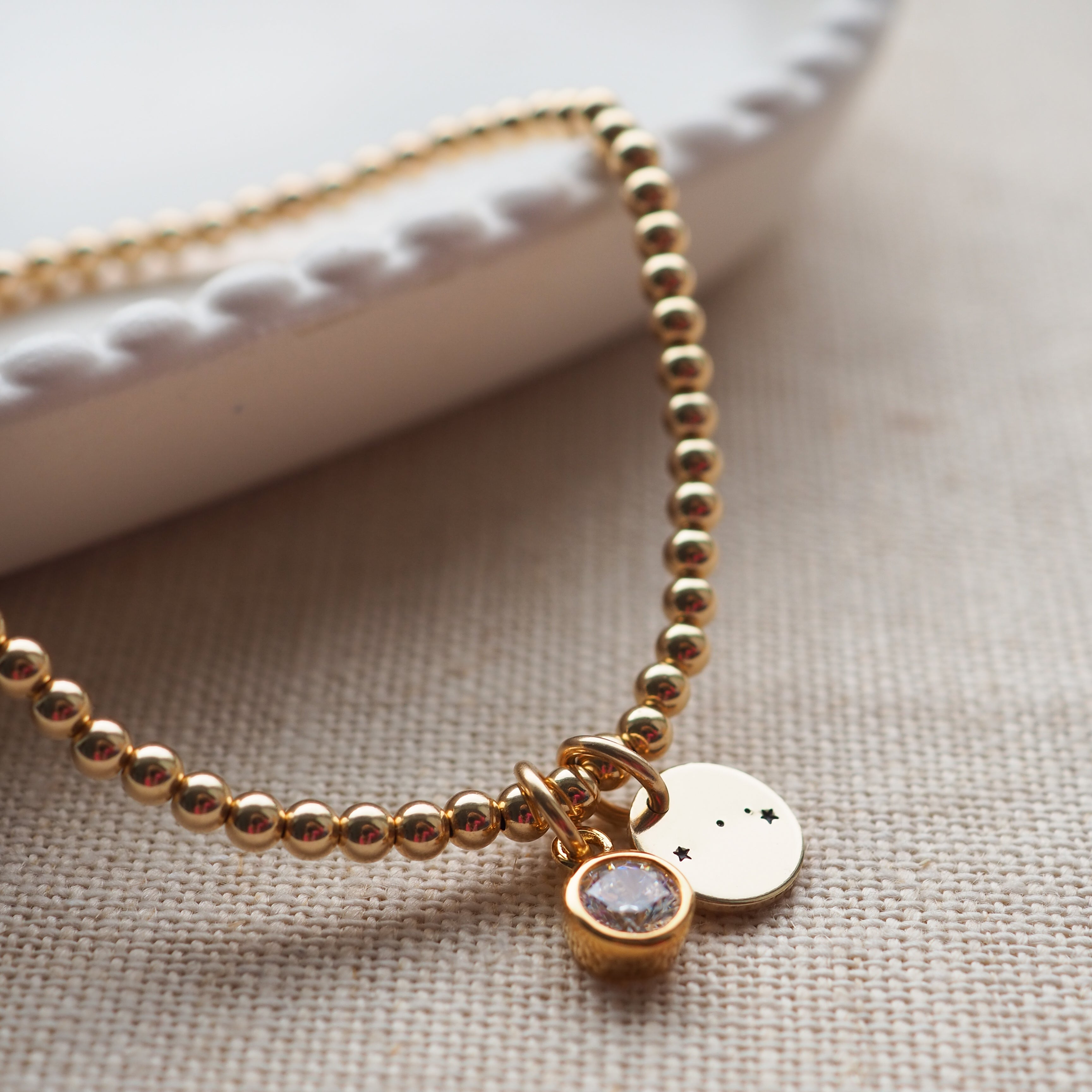 Gold Constellation Disc & Birthstone Bracelet