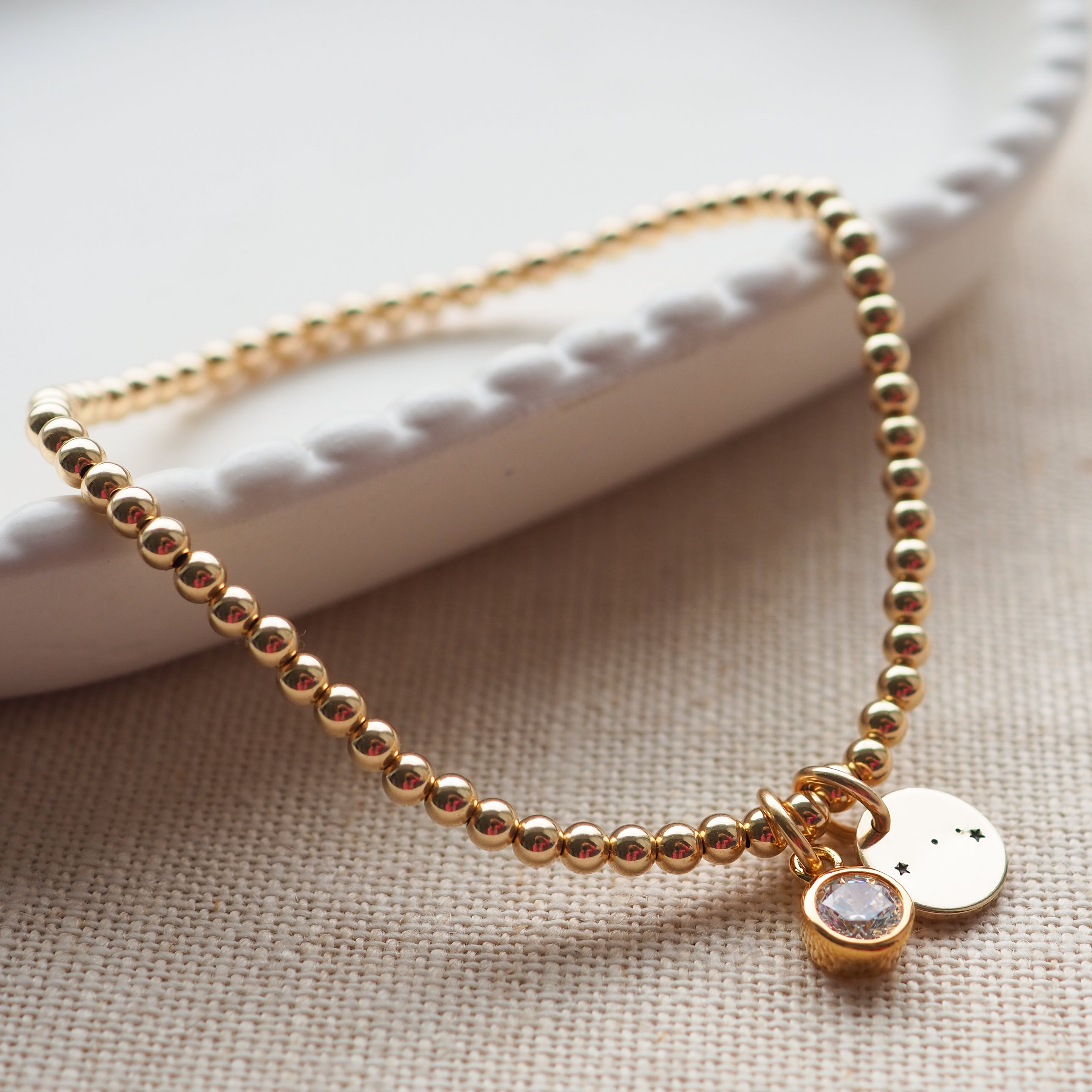 Gold Constellation Disc & Birthstone Bracelet