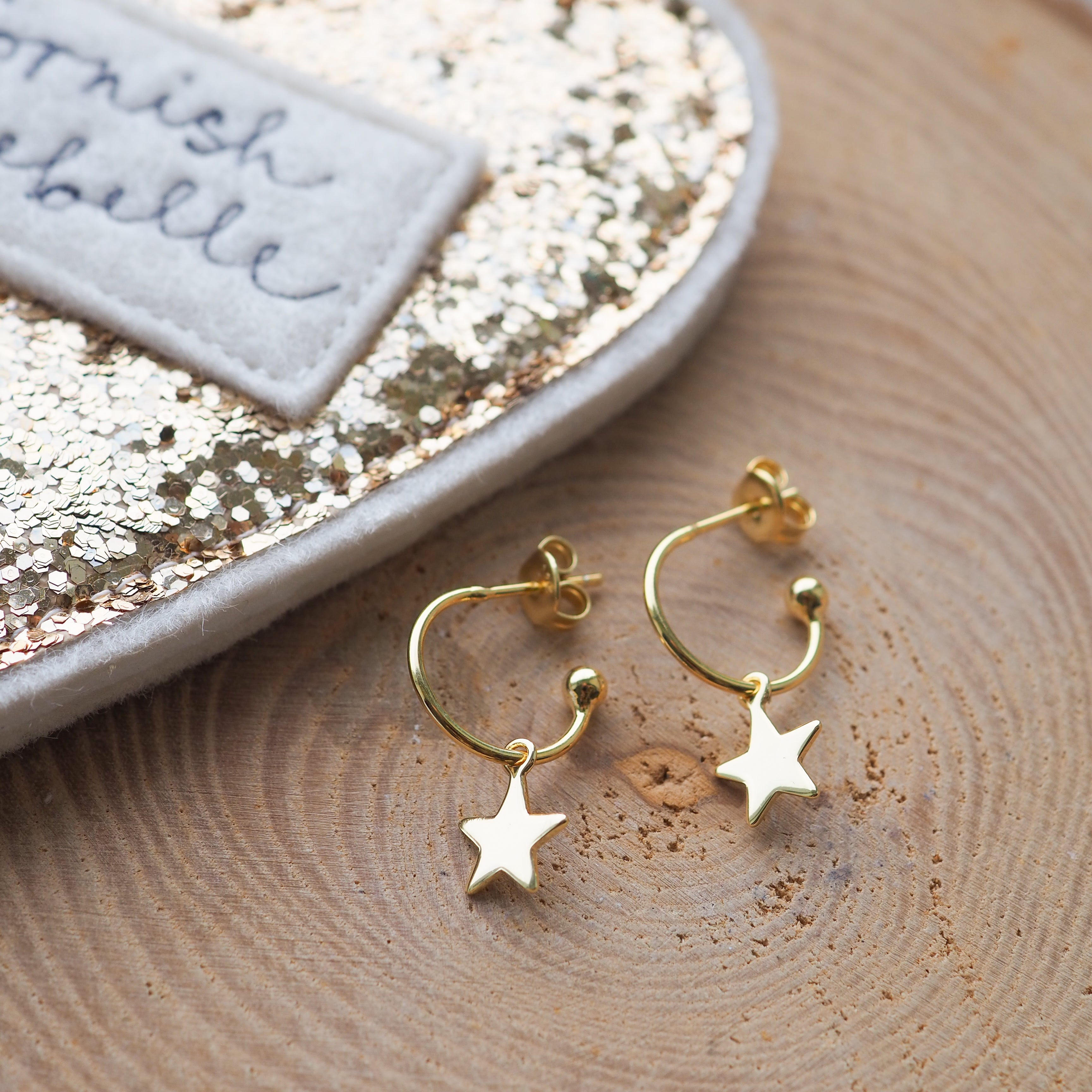 Gold Star Hoop Studs