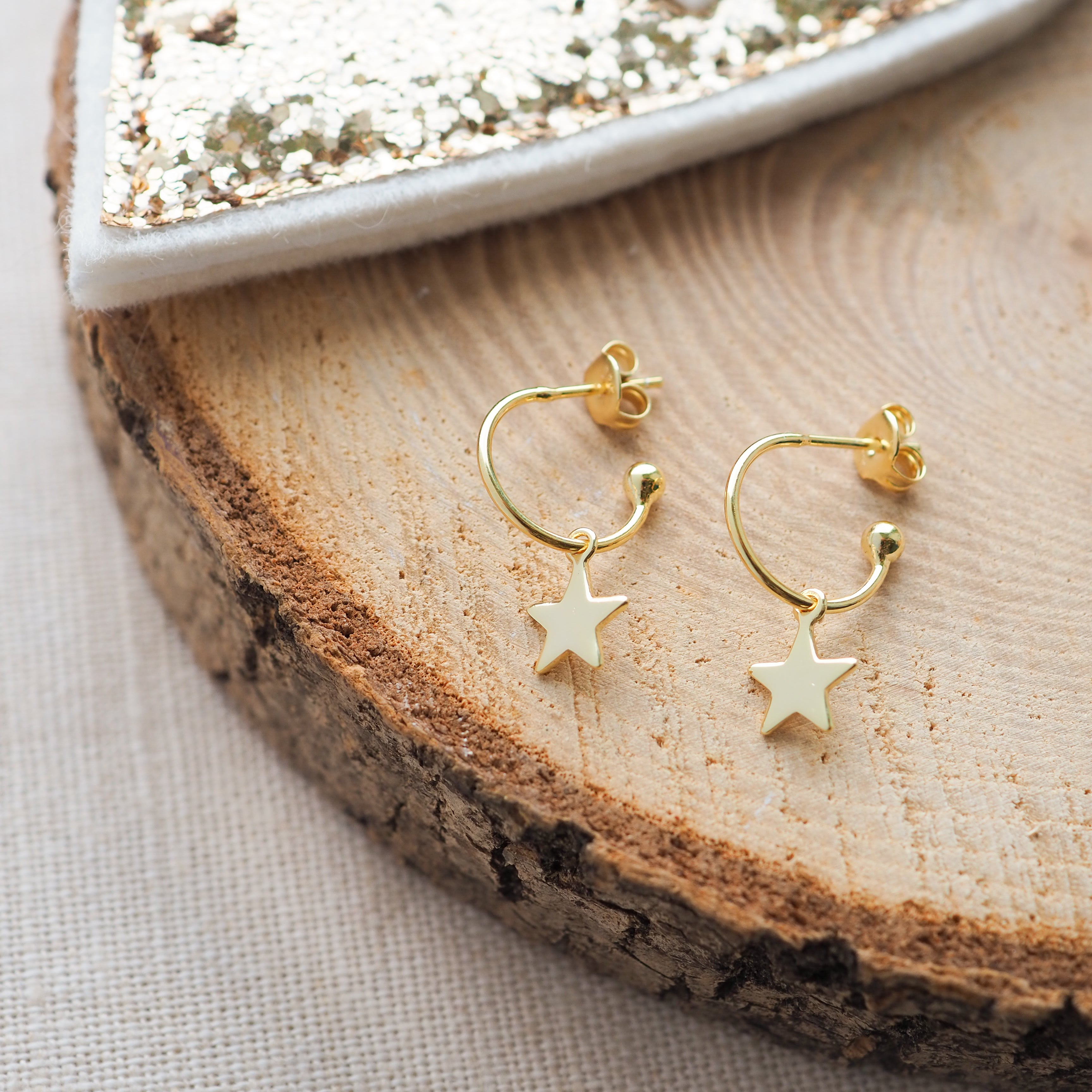 Gold Star Hoop Studs