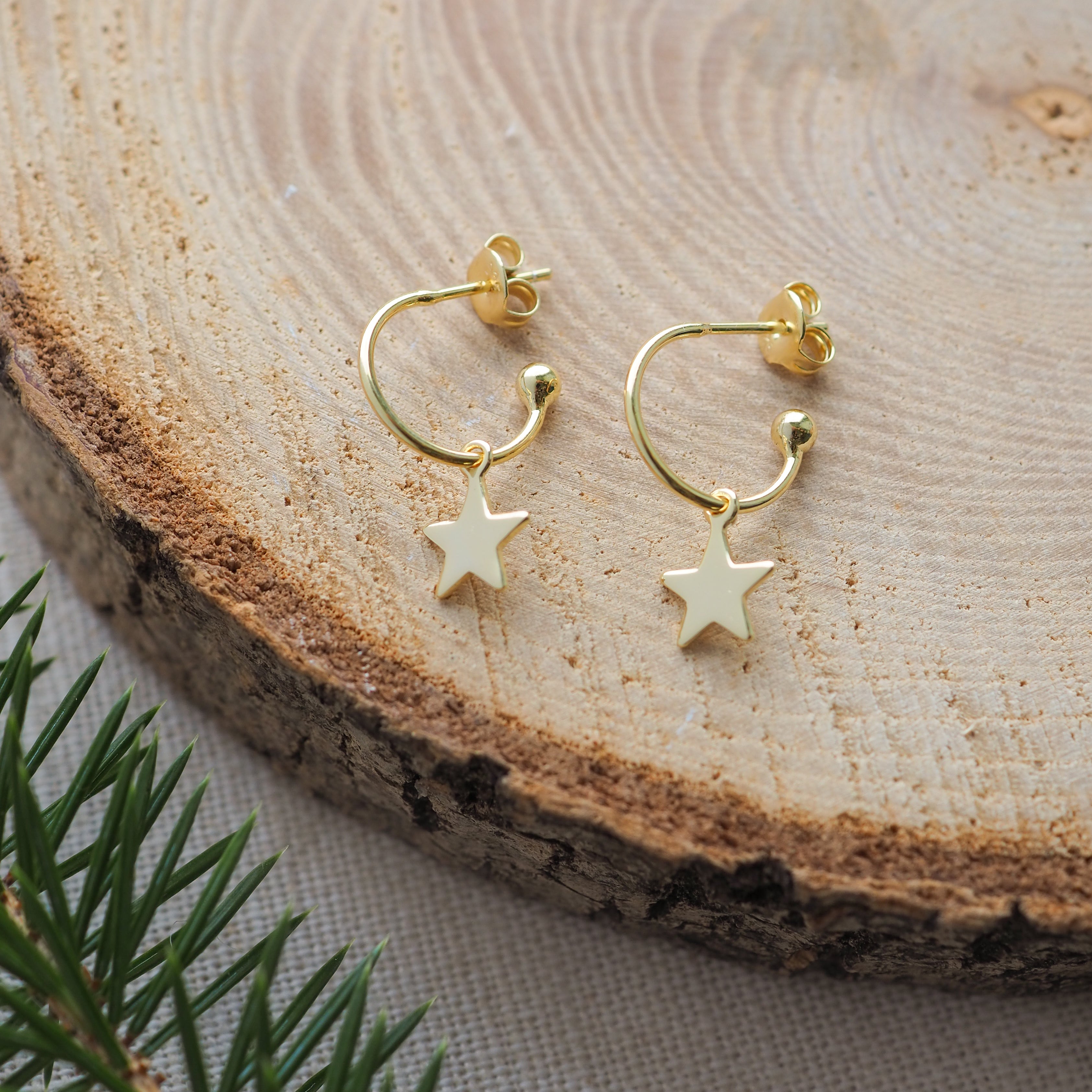 Gold Star Hoop Studs