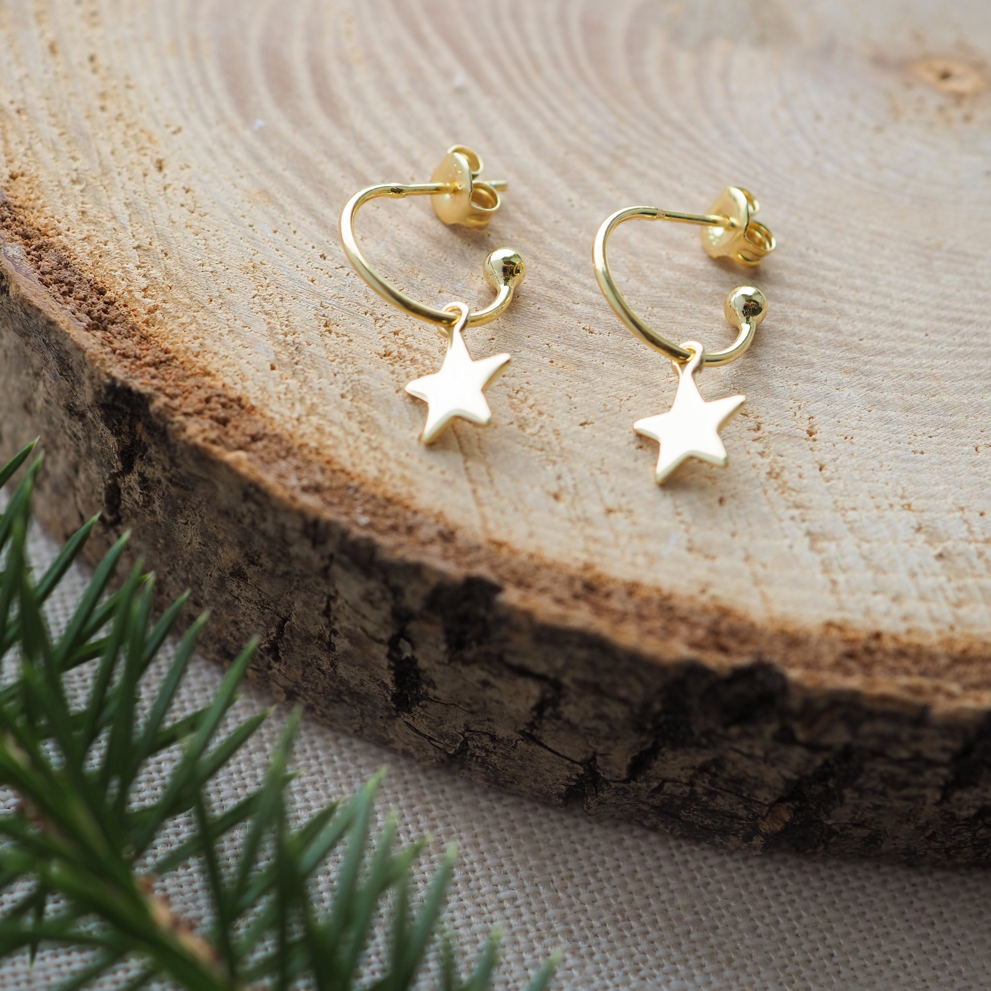 Gold Star Hoop Studs