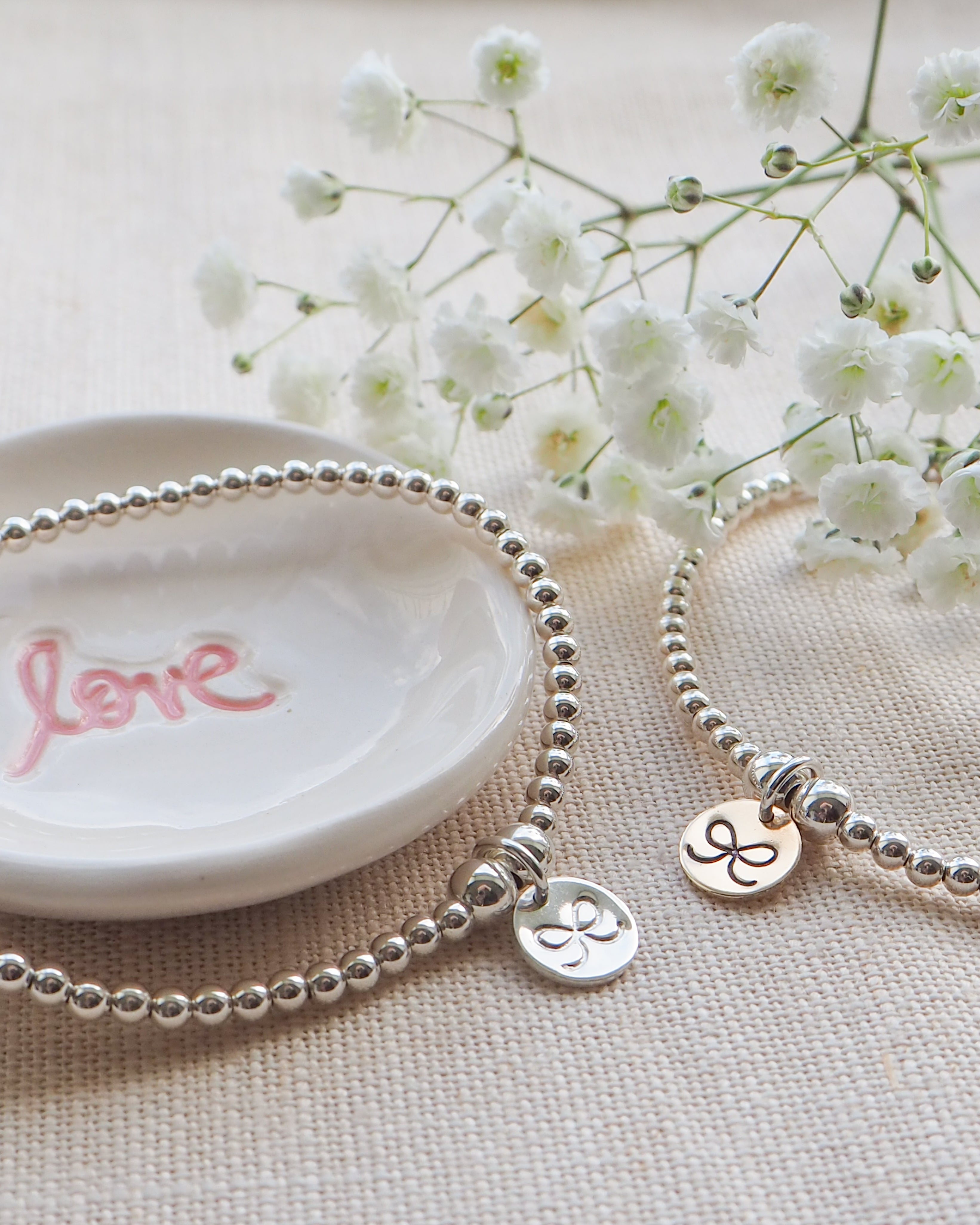 Sterling Silver Hand Stamped Bow Bracelet