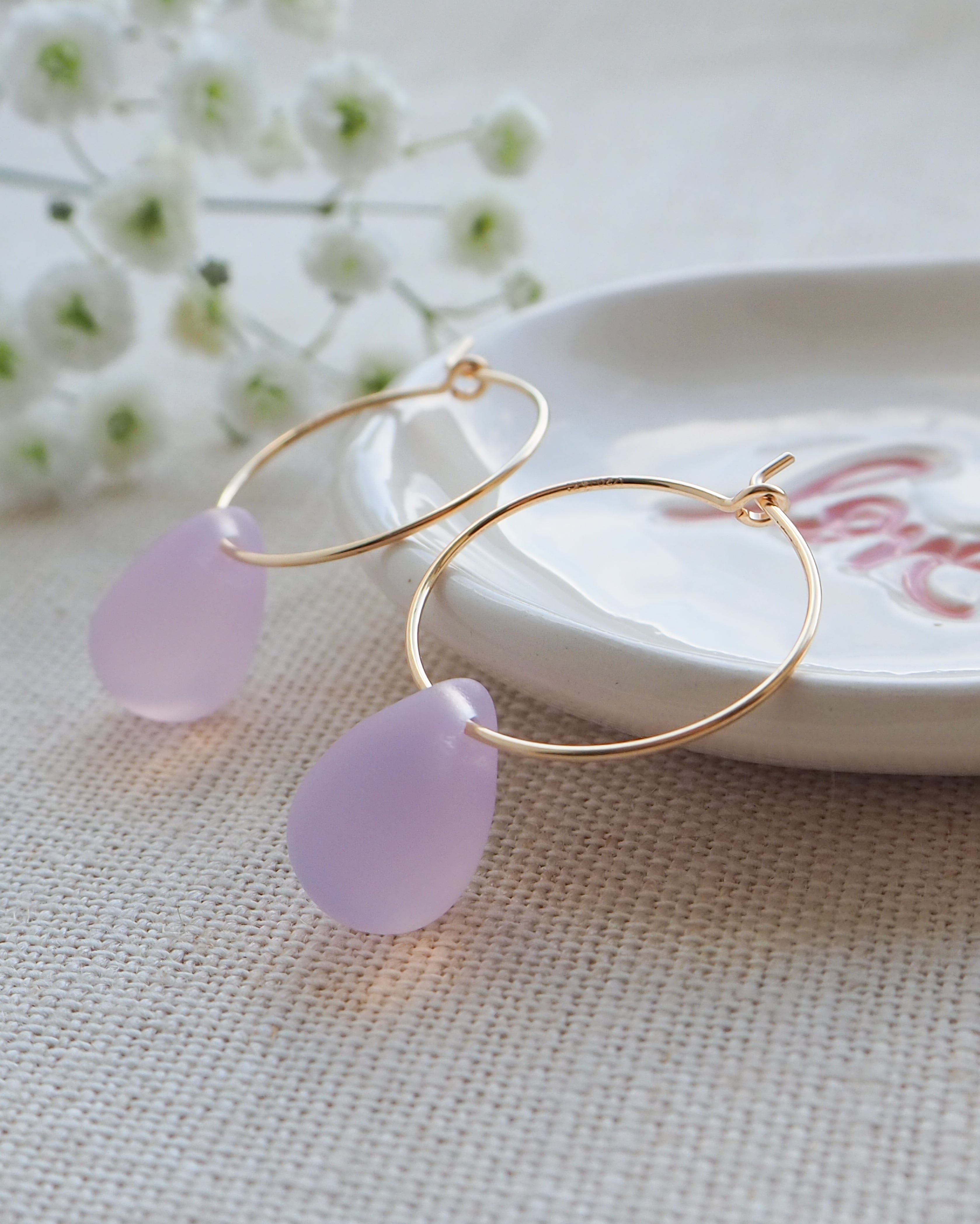 Pink Opal Mermaid Hoops